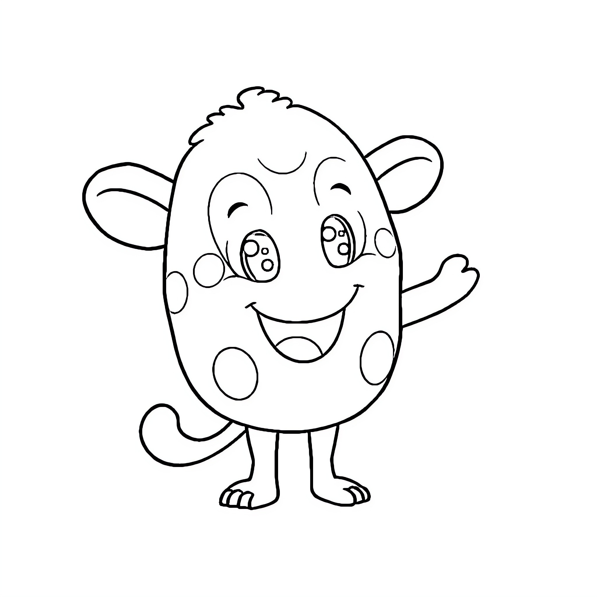 Labubu the Cheerful Spotted Creature Coloring Page (free black-and-white line drawing printable PDF for all, from beginners to advanced learners, including children, teens, adults, and seniors)