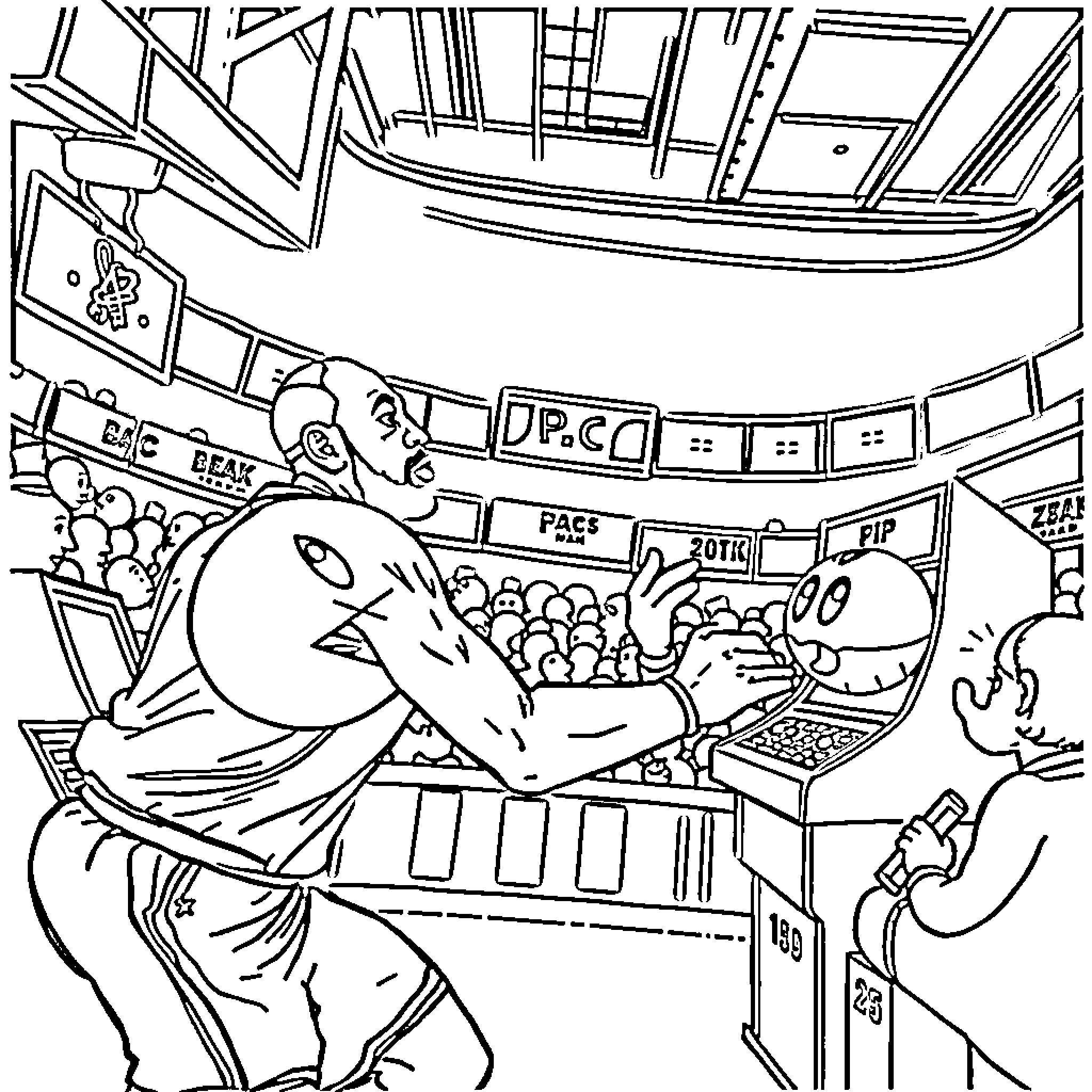 LeBron Entertaining a Crowd in an Arena Coloring Page (free black-and-white line drawing printable PDF for all, from beginners to advanced learners, including children, teens, adults, and seniors)