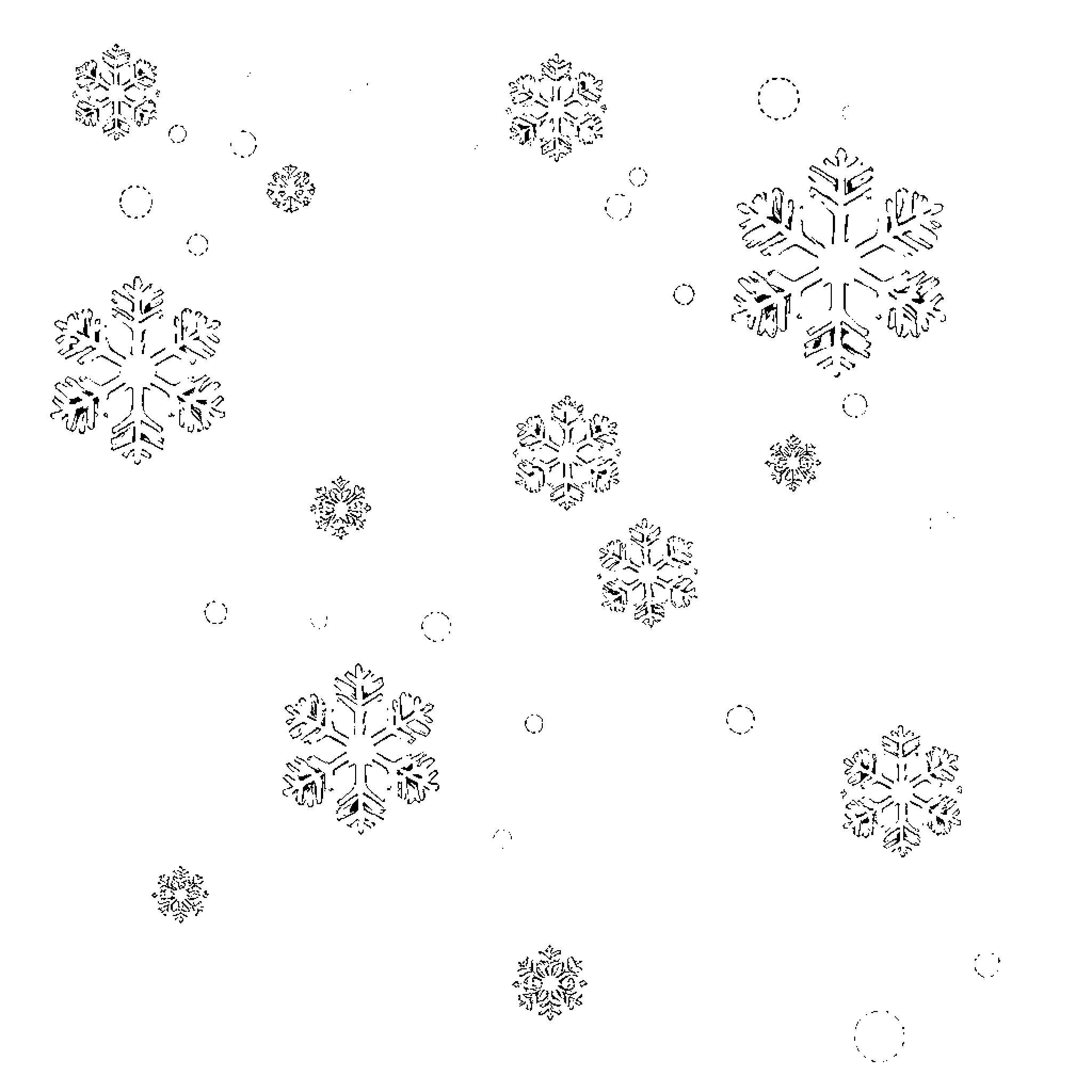 Snowfall with intricate snowflake designs Coloring Page (free black-and-white line drawing printable PDF for all, from beginners to advanced learners, including children, teens, adults, and seniors)