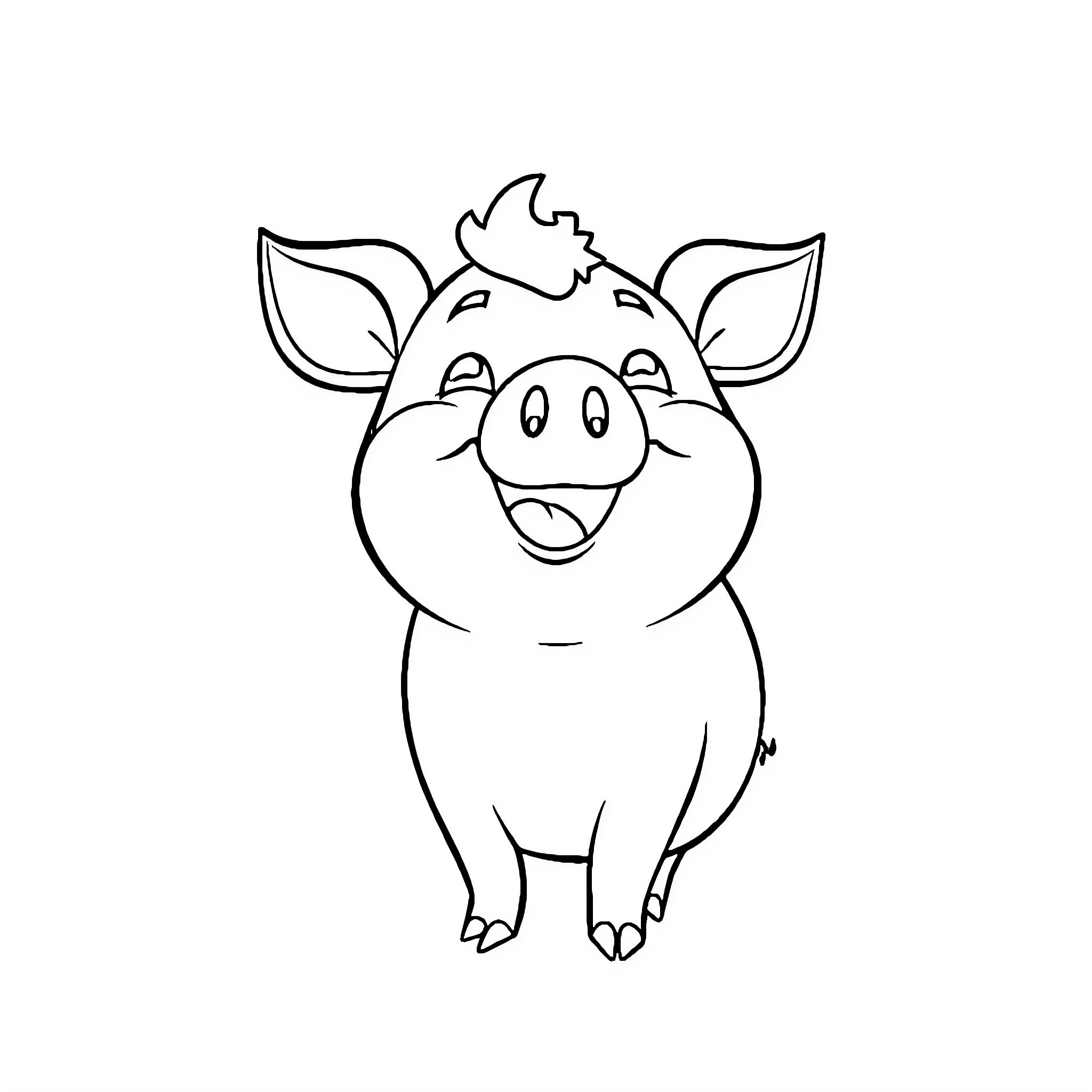 Chupapig happily smiling Coloring Page (free black-and-white line drawing printable PDF for all, from beginners to advanced learners, including children, teens, adults, and seniors)