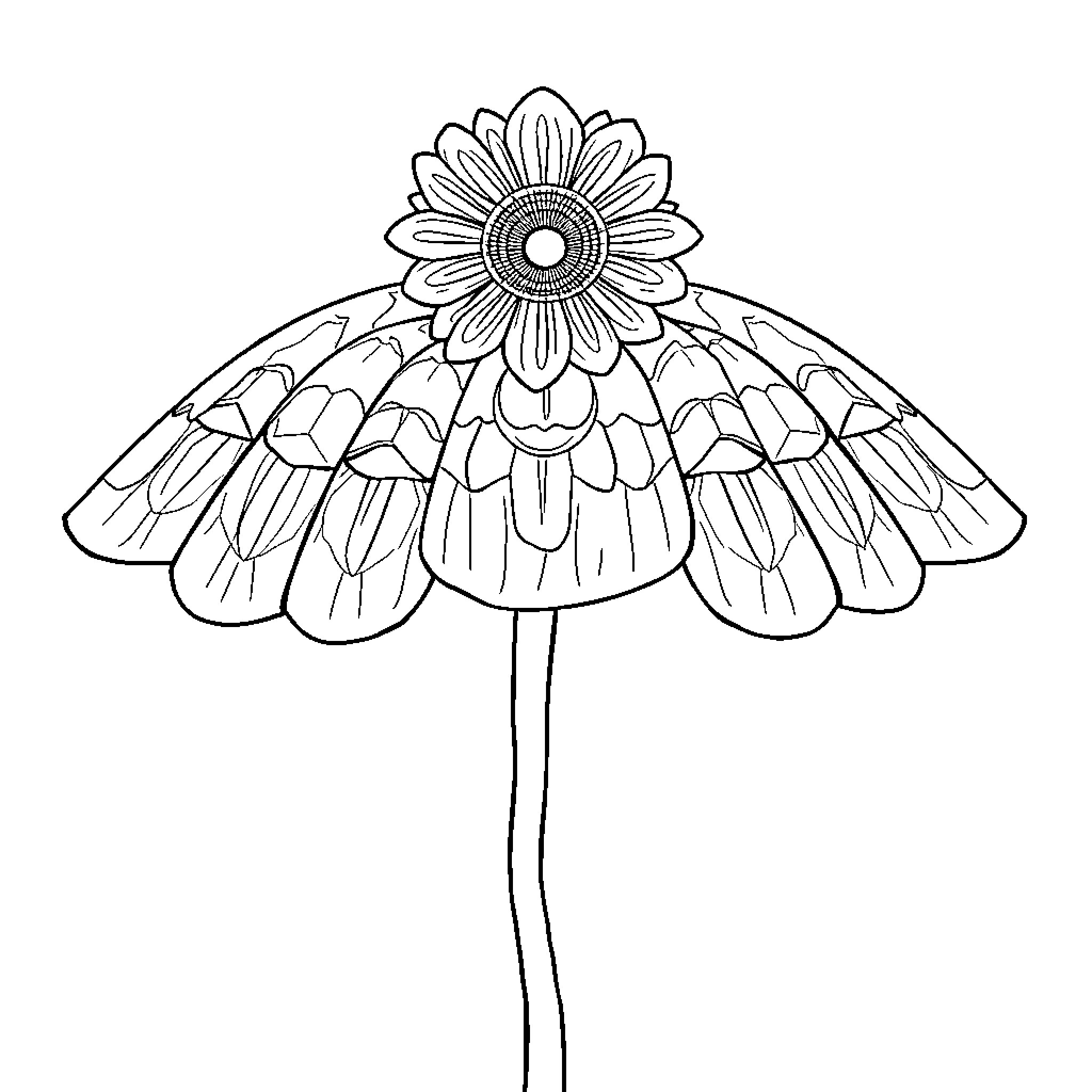 Arabic Letters Depicting Intricate Floral Design Coloring Page (free black-and-white line drawing printable PDF for all, from beginners to advanced learners, including children, teens, adults, and seniors)