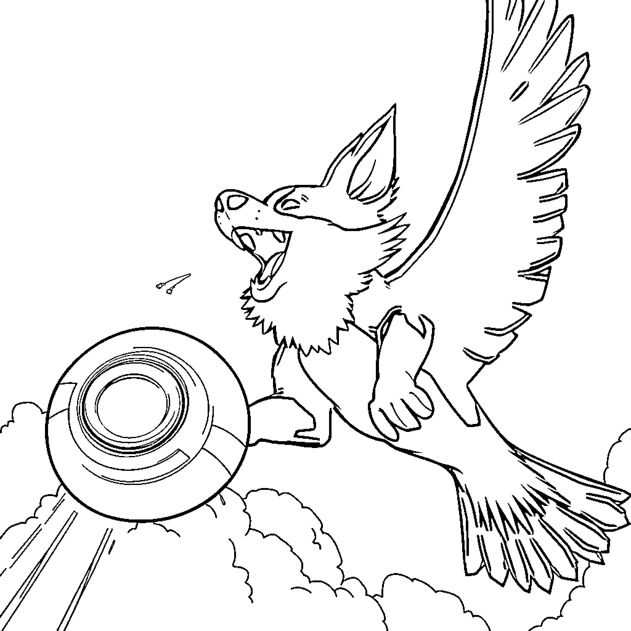 Krypto the Winged Pup in Flight Coloring Page (free black-and-white line drawing printable PDF for all, from beginners to advanced learners, including children, teens, adults, and seniors)