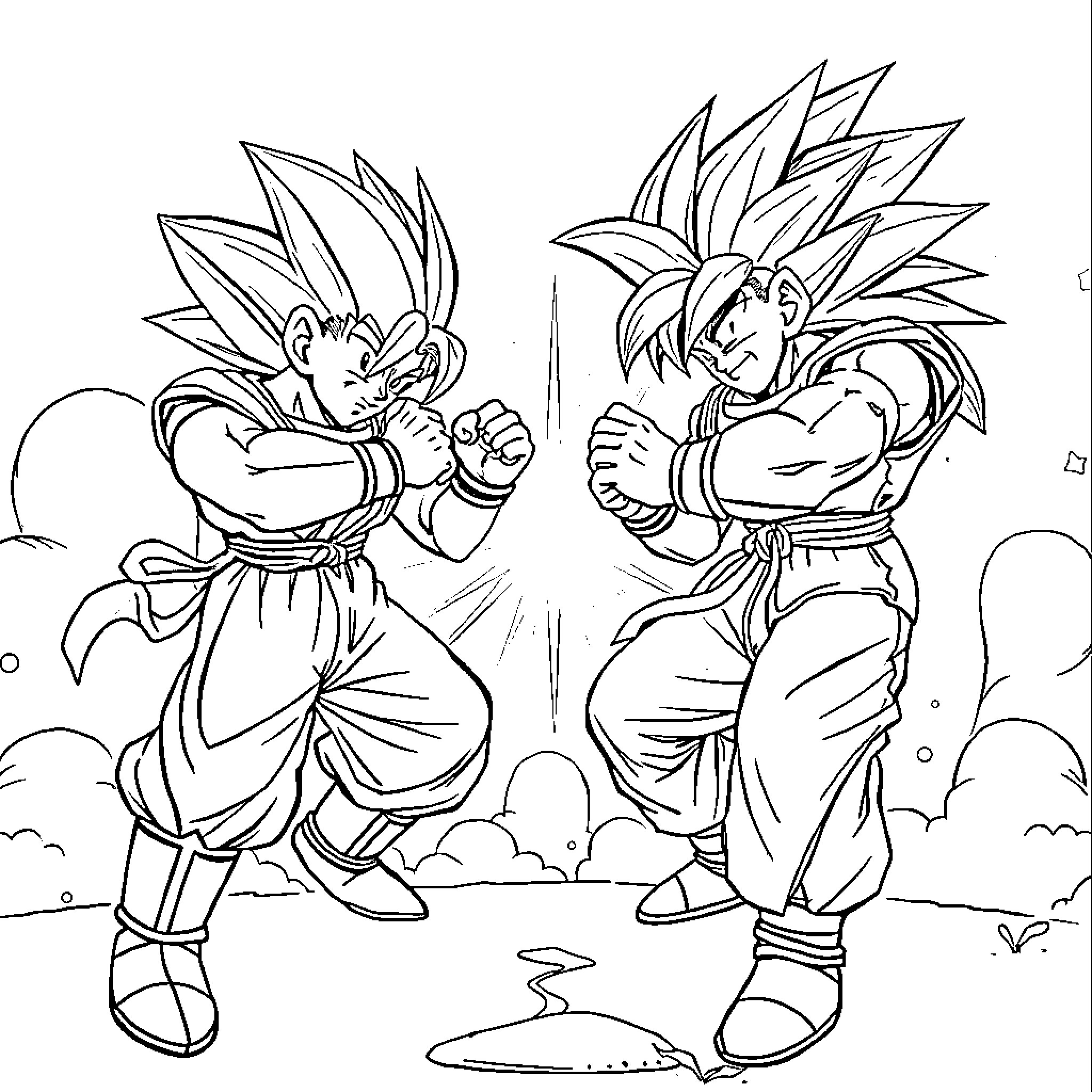 Gaming Console: Fighters Engaged in Battle Coloring Page (free black-and-white line drawing printable PDF for all, from beginners to advanced learners, including children, teens, adults, and seniors)