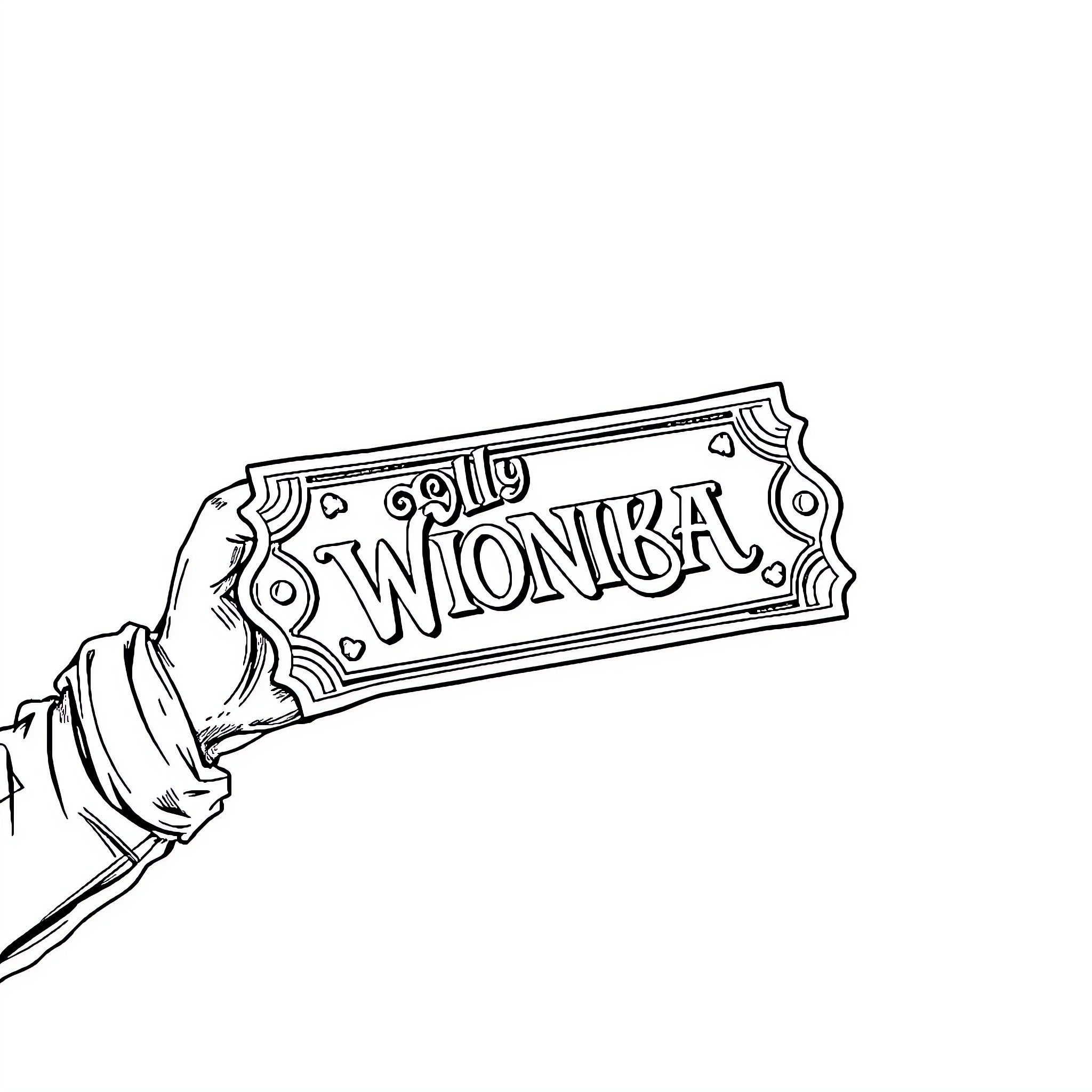 Willy Wonka's Chocolate Bar Coloring Page (free black-and-white line drawing printable PDF for all, from beginners to advanced learners, including children, teens, adults, and seniors)