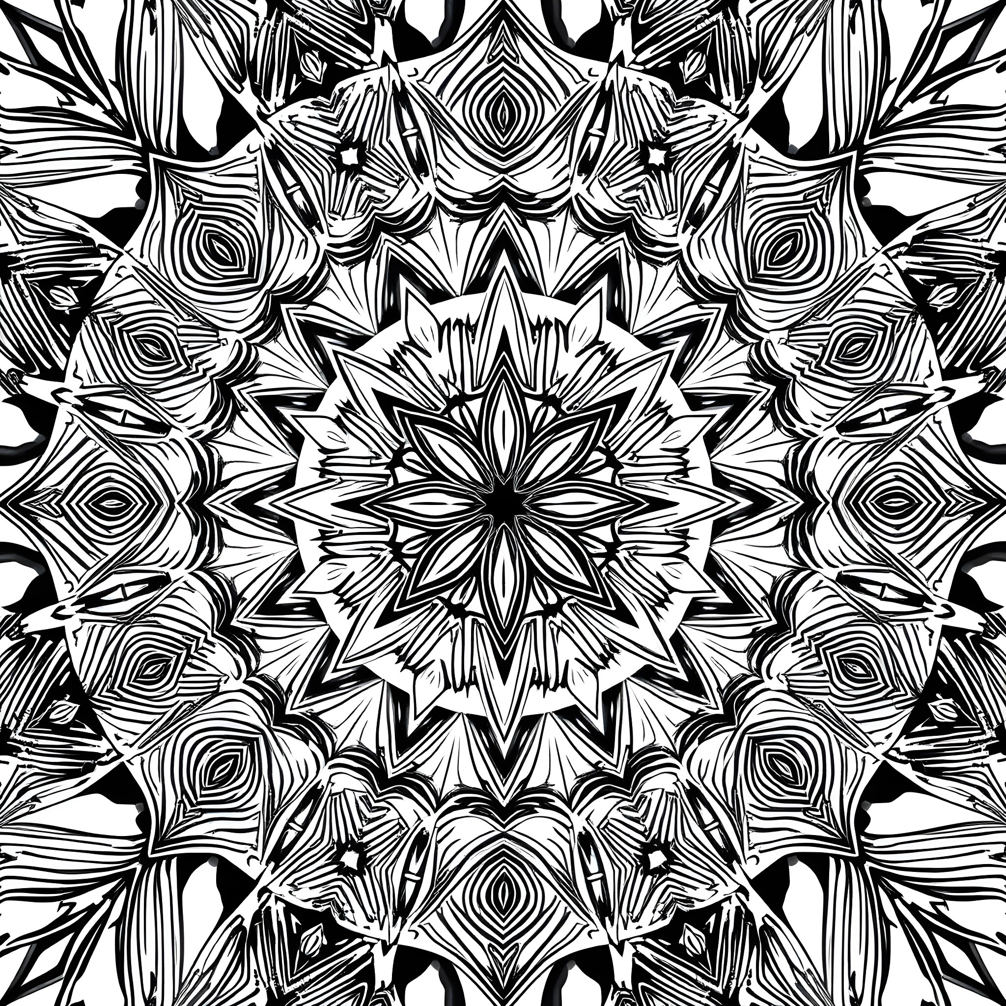 Geometric Shapes in Intricate Patterns Coloring Page (free black-and-white line drawing printable PDF for all, from beginners to advanced learners, including children, teens, adults, and seniors)