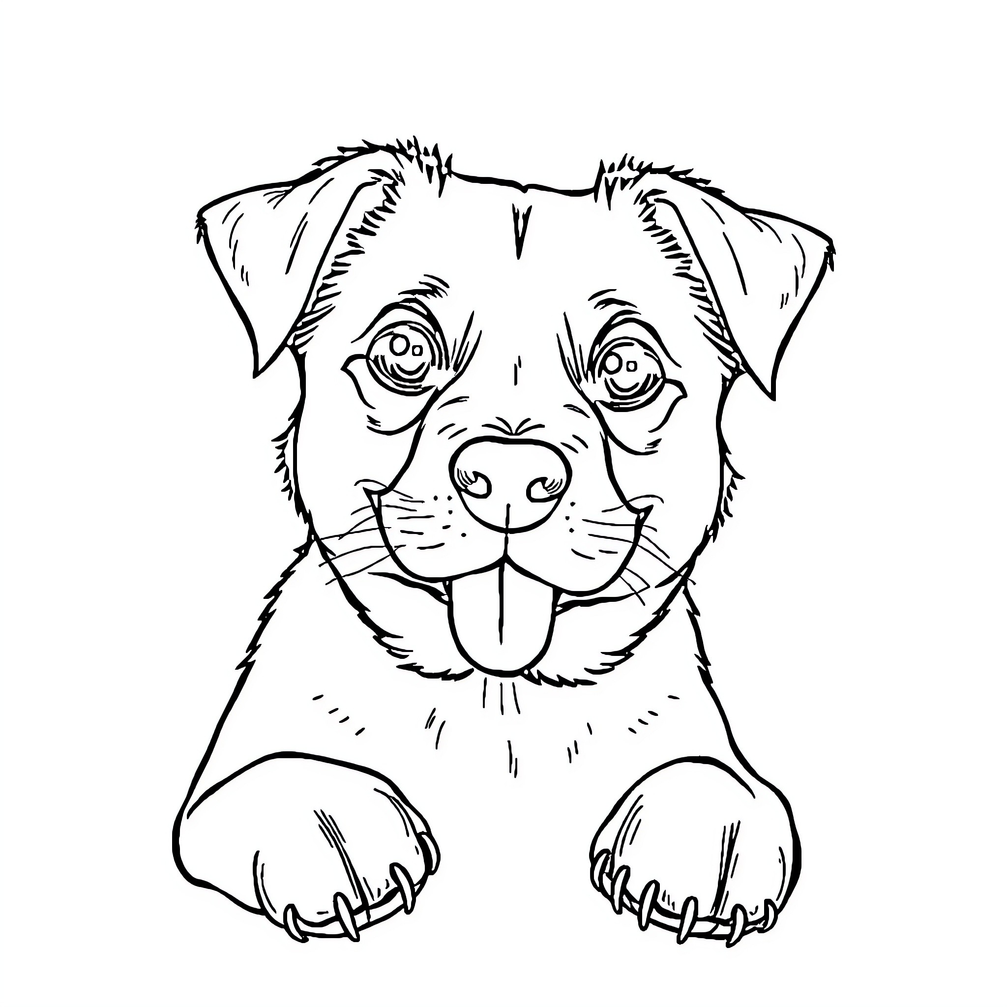 Dog peeking curiously from behind Coloring Page (free black-and-white line drawing printable PDF for all, from beginners to advanced learners, including children, teens, adults, and seniors)