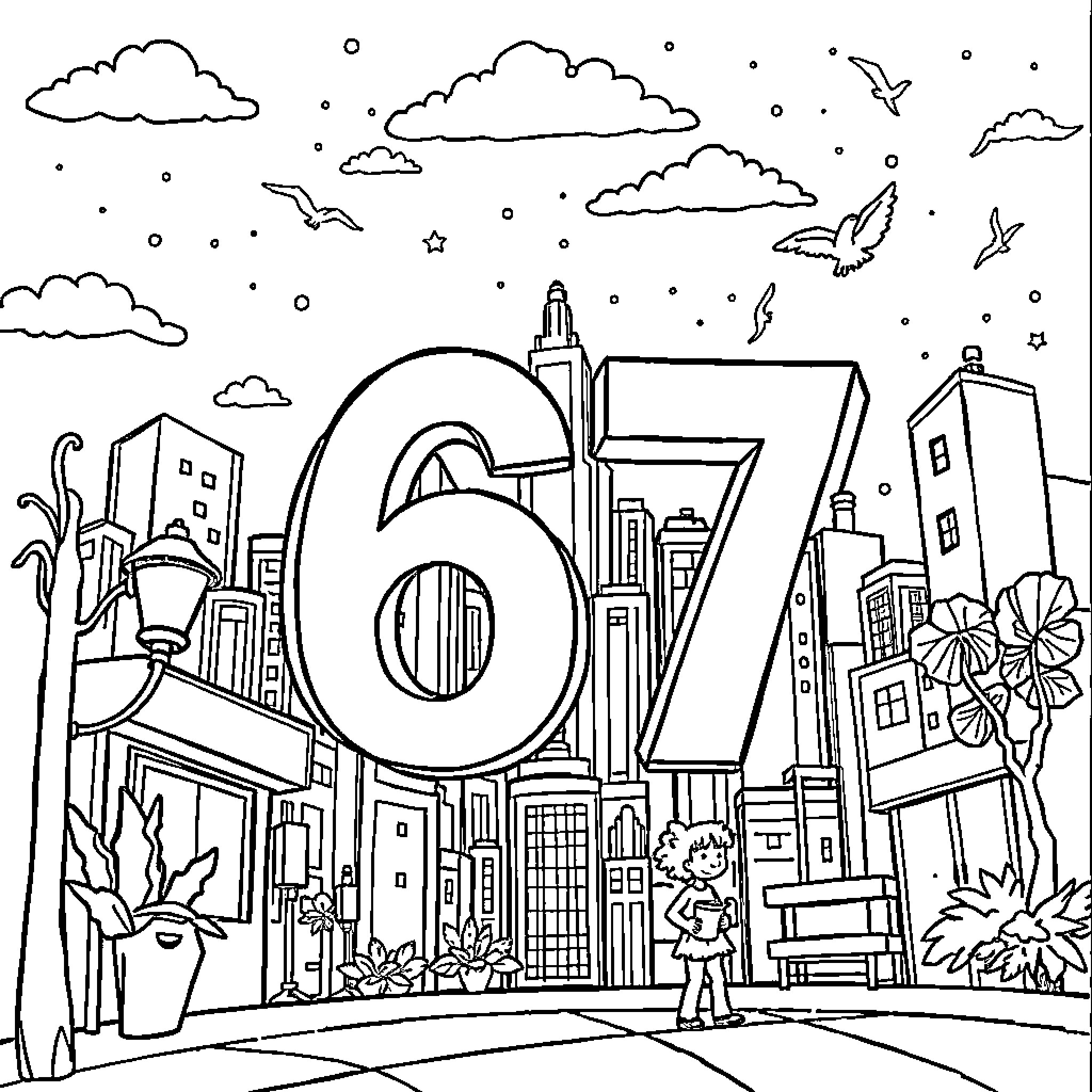 67 Architectural Illustration of Urban Landscape Coloring Page (free black-and-white line drawing printable PDF for all, from beginners to advanced learners, including children, teens, adults, and seniors)