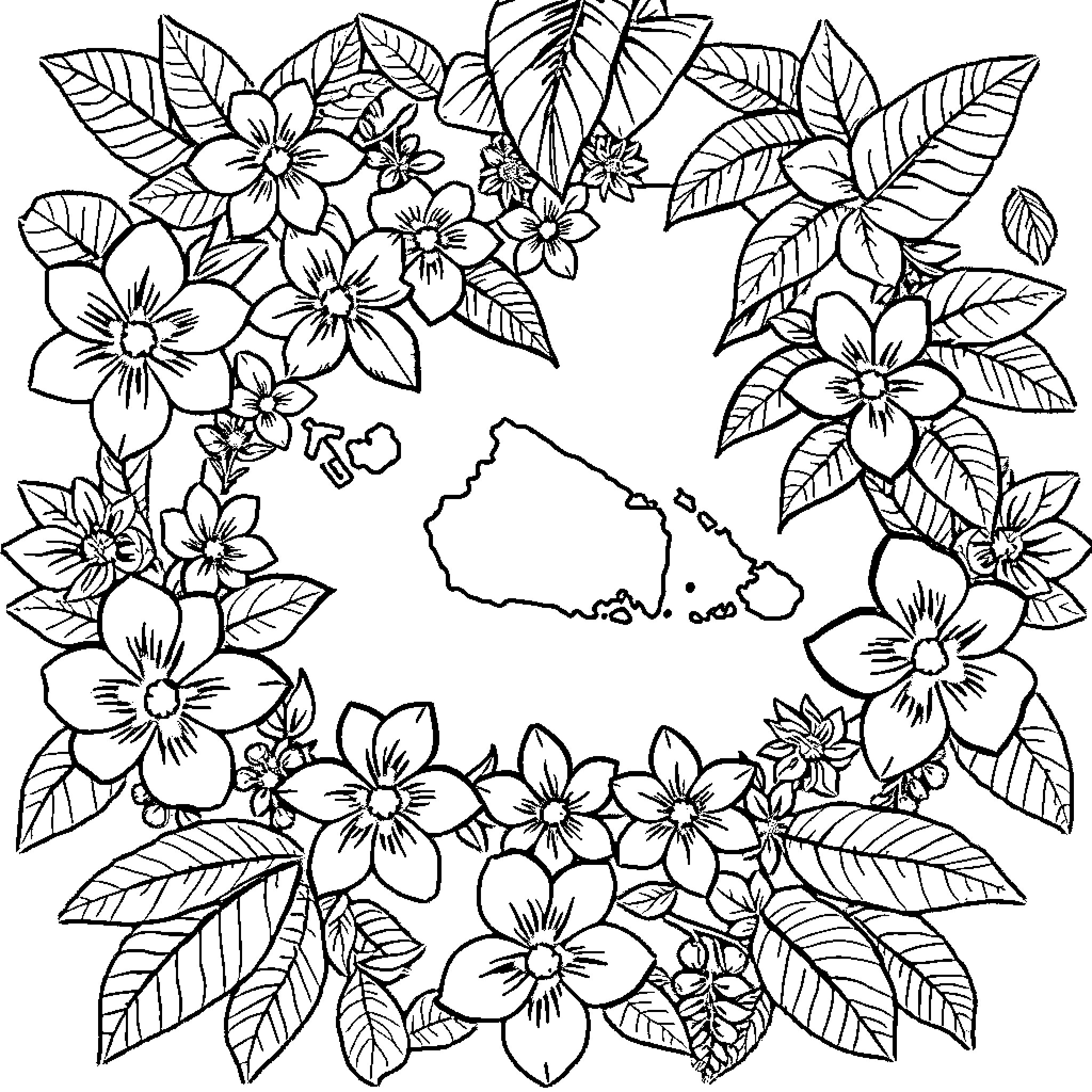 Mandala of Floral Patterns and Shapes Coloring Page (free black-and-white line drawing printable PDF for all, from beginners to advanced learners, including children, teens, adults, and seniors)