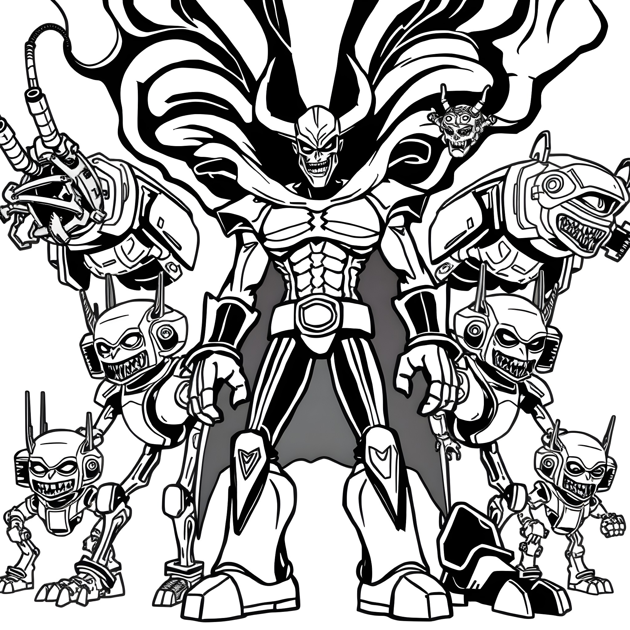 Syndrome of Robotic Chaos and Turmoil Coloring Page (free black-and-white line drawing printable PDF for all, from beginners to advanced learners, including children, teens, adults, and seniors)