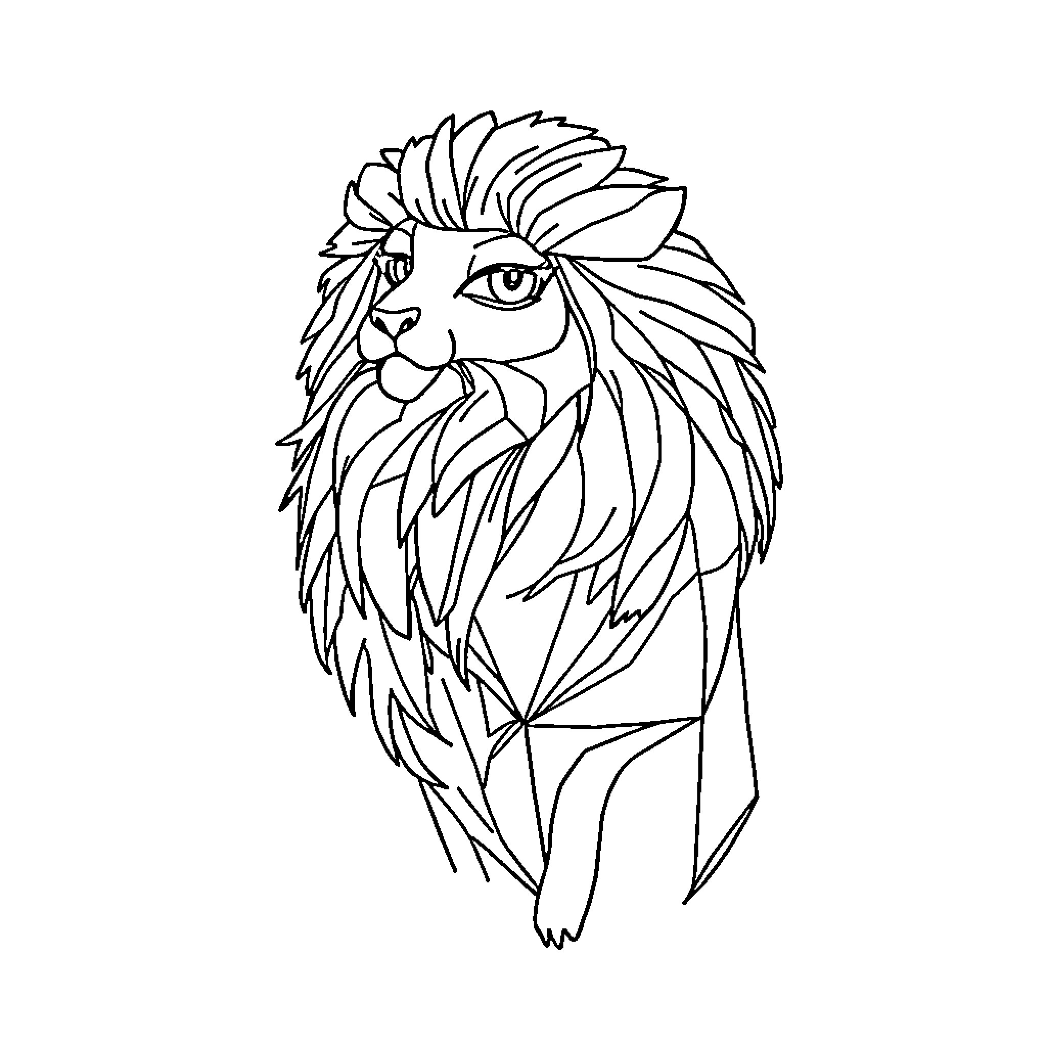 Lion's Majestic Roar Coloring Page (free black-and-white line drawing printable PDF for all, from beginners to advanced learners, including children, teens, adults, and seniors)
