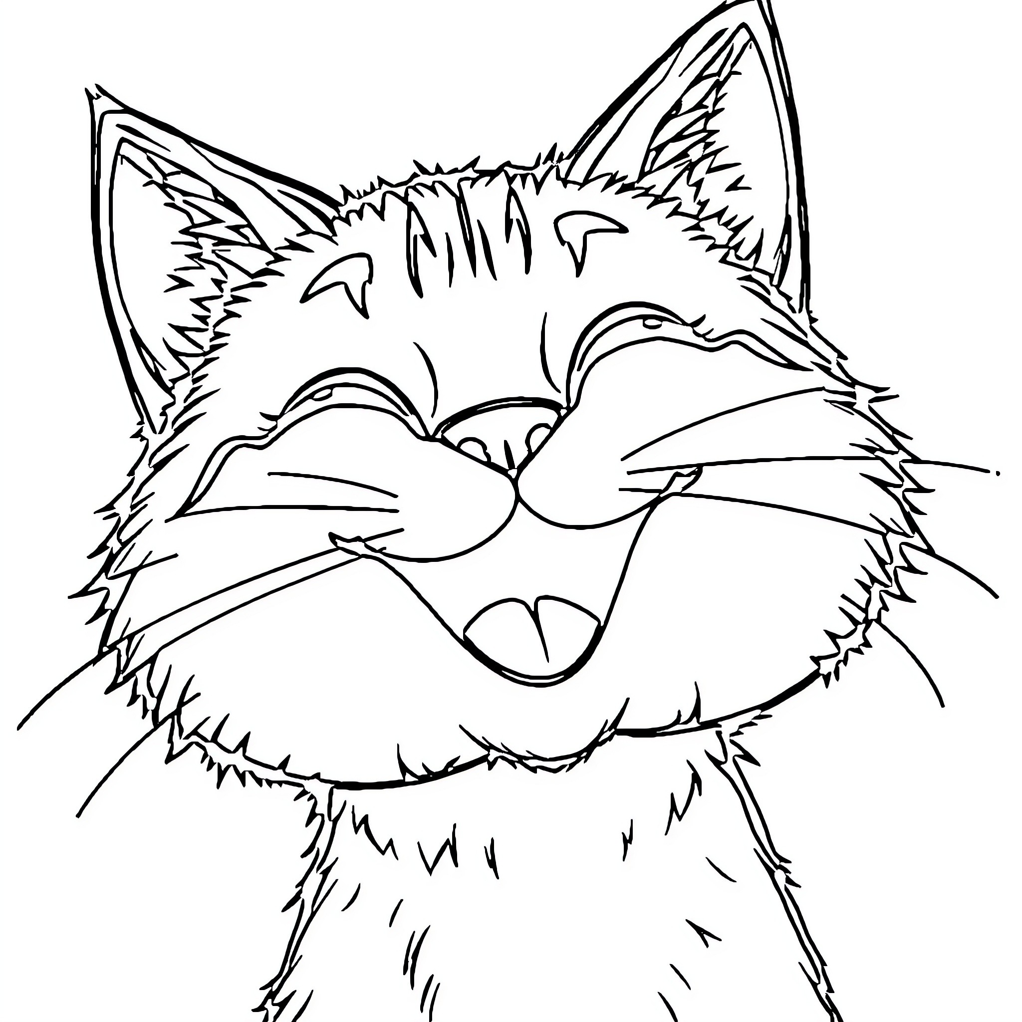 Cat enjoying a contented nap Coloring Page (free black-and-white line drawing printable PDF for all, from beginners to advanced learners, including children, teens, adults, and seniors)