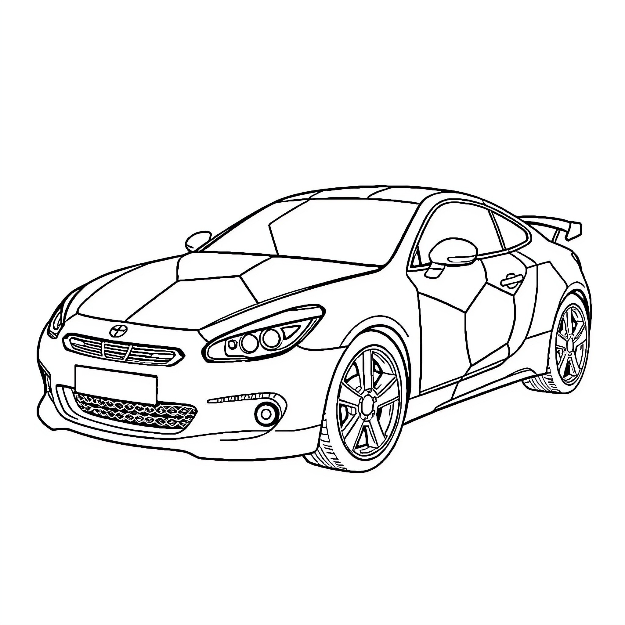 Football Car Driven on Sportive Track Coloring Page (free black-and-white line drawing printable PDF for all, from beginners to advanced learners, including children, teens, adults, and seniors)