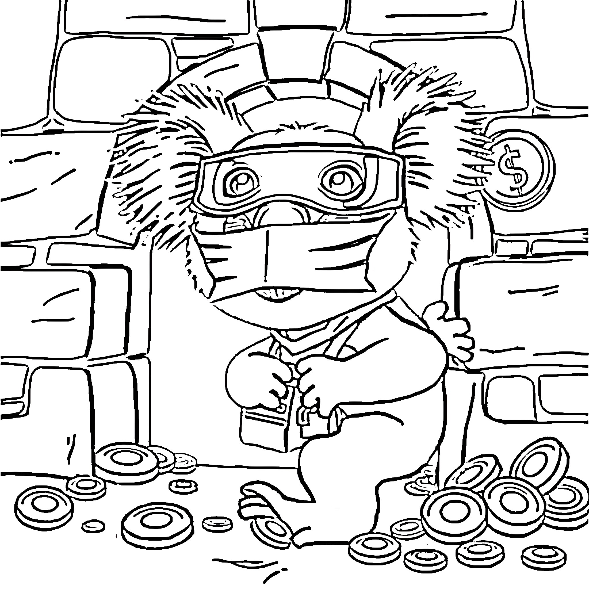 Koala character exploring a technological environment Coloring Page (free black-and-white line drawing printable PDF for all, from beginners to advanced learners, including children, teens, adults, and seniors)