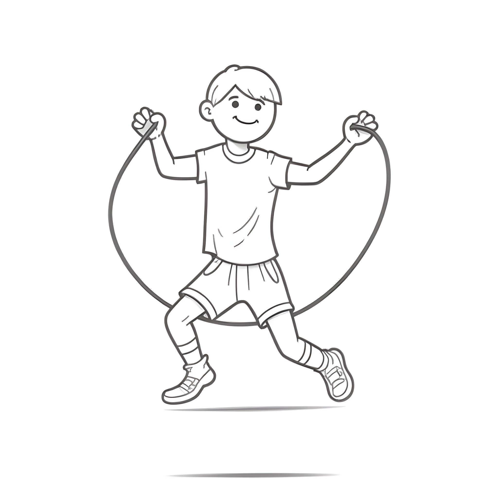 Paper Towel Man Jumping Rope Happily Coloring Page (free black-and-white line drawing printable PDF for all, from beginners to advanced learners, including children, teens, adults, and seniors)