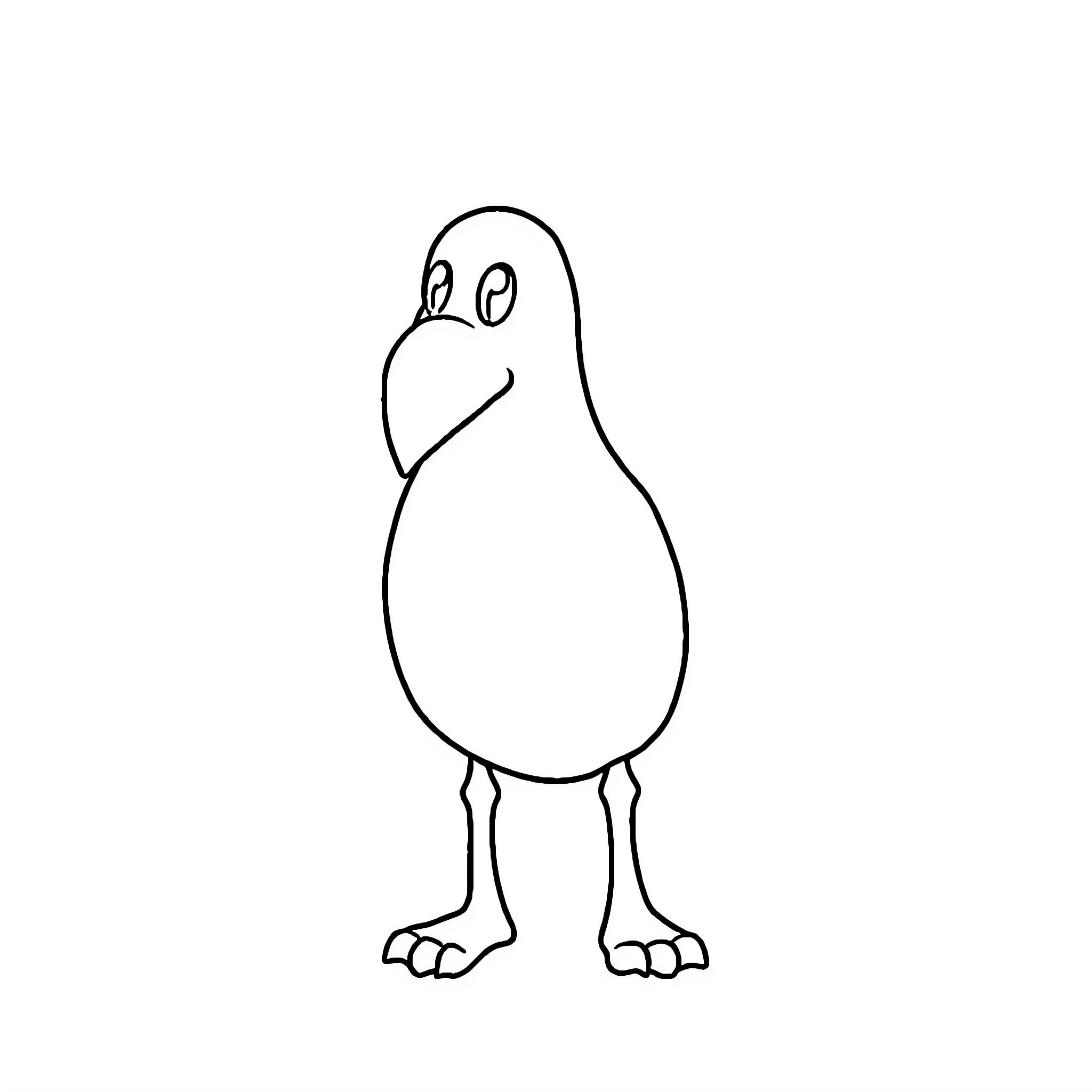 Playful bird with expressive features Coloring Page (free black-and-white line drawing printable PDF for all, from beginners to advanced learners, including children, teens, adults, and seniors)