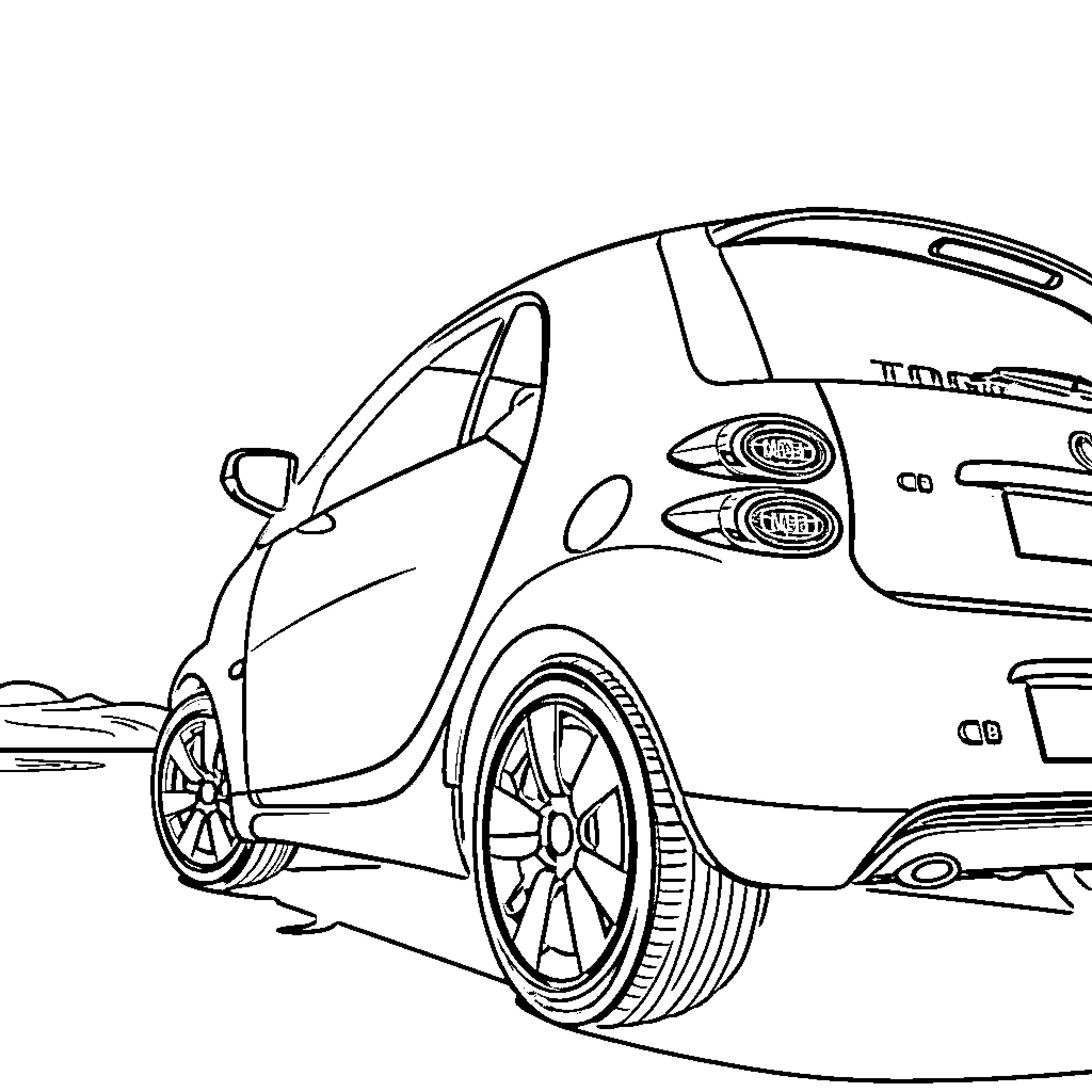 TOGG electric vehicle in a contemporary design Coloring Page (free black-and-white line drawing printable PDF for all, from beginners to advanced learners, including children, teens, adults, and seniors)