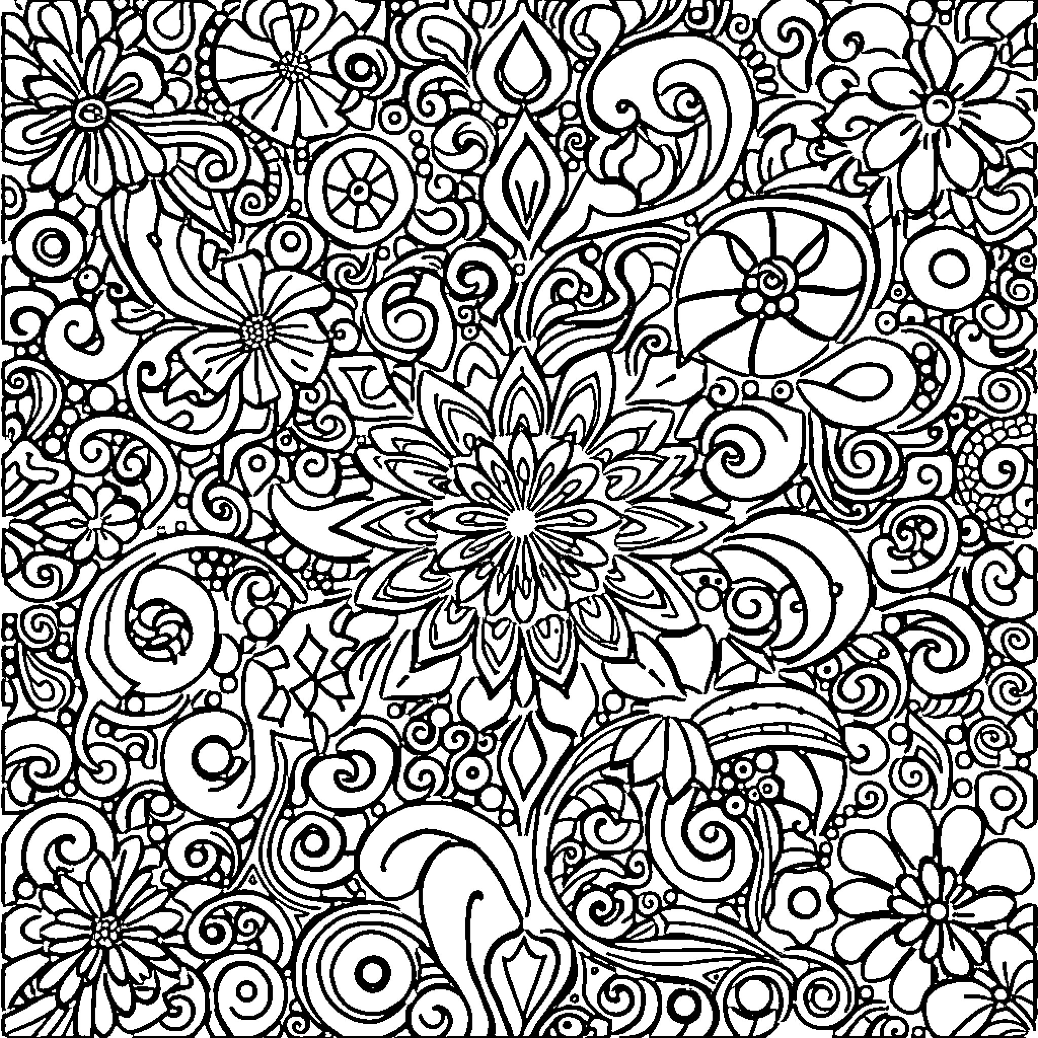 Zentangle floral pattern with intricate designs Coloring Page (free black-and-white line drawing printable PDF for all, from beginners to advanced learners, including children, teens, adults, and seniors)