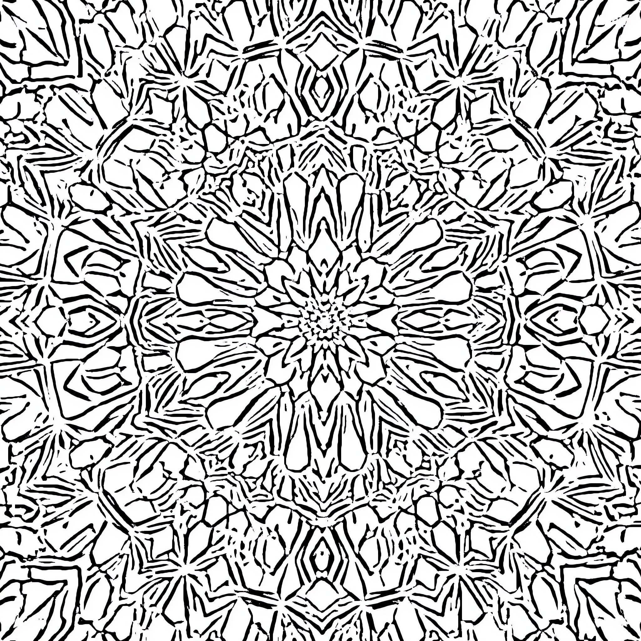 Shape of Intricate Floral Patterns Coloring Page (free black-and-white line drawing printable PDF for all, from beginners to advanced learners, including children, teens, adults, and seniors)