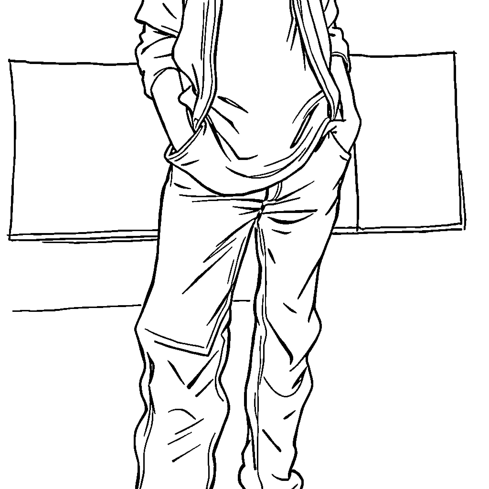 Student in distinctive long flowing garment Coloring Page (free black-and-white line drawing printable PDF for all, from beginners to advanced learners, including children, teens, adults, and seniors)