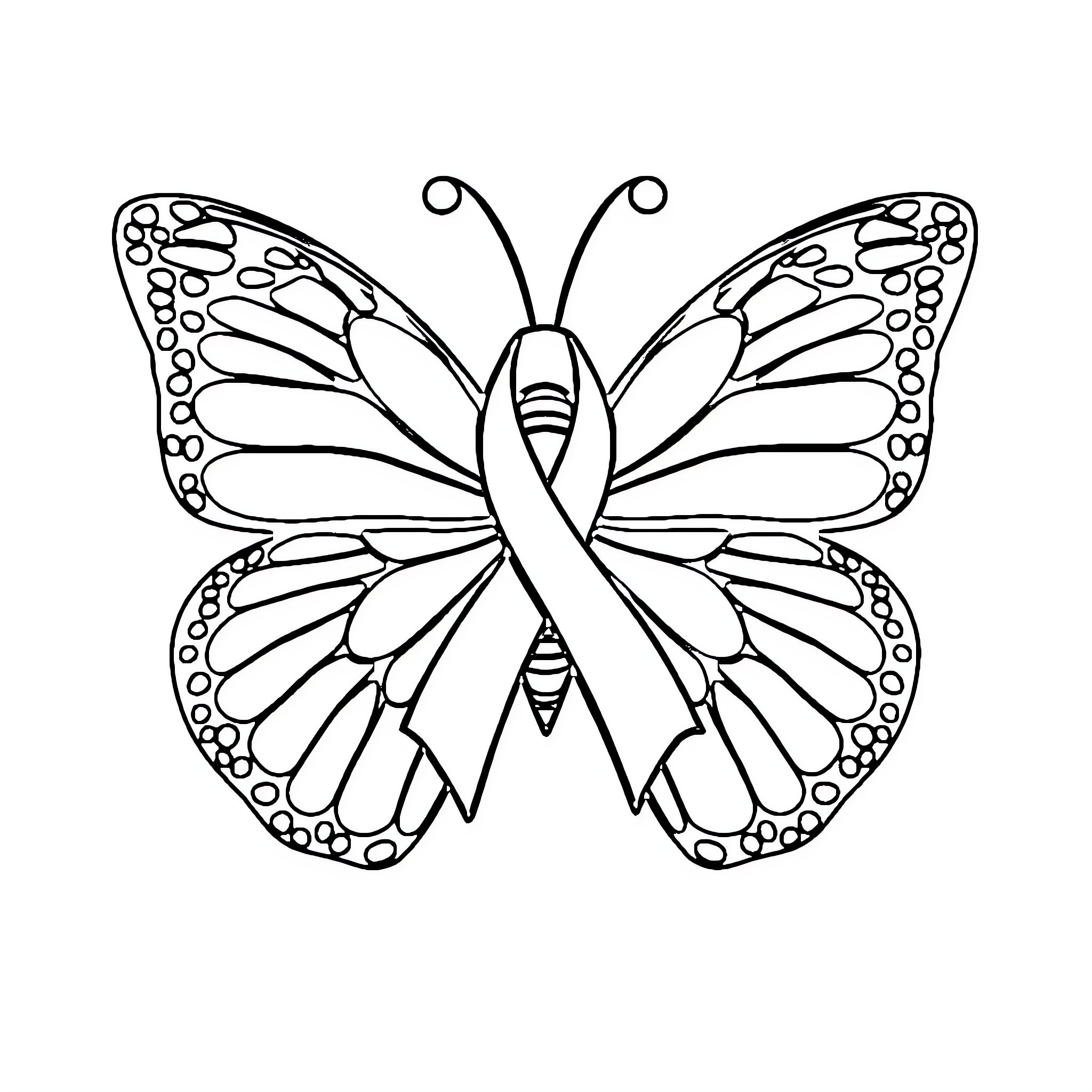 Butterfly with intricate wing patterns Coloring Page (free black-and-white line drawing printable PDF for all, from beginners to advanced learners, including children, teens, adults, and seniors)