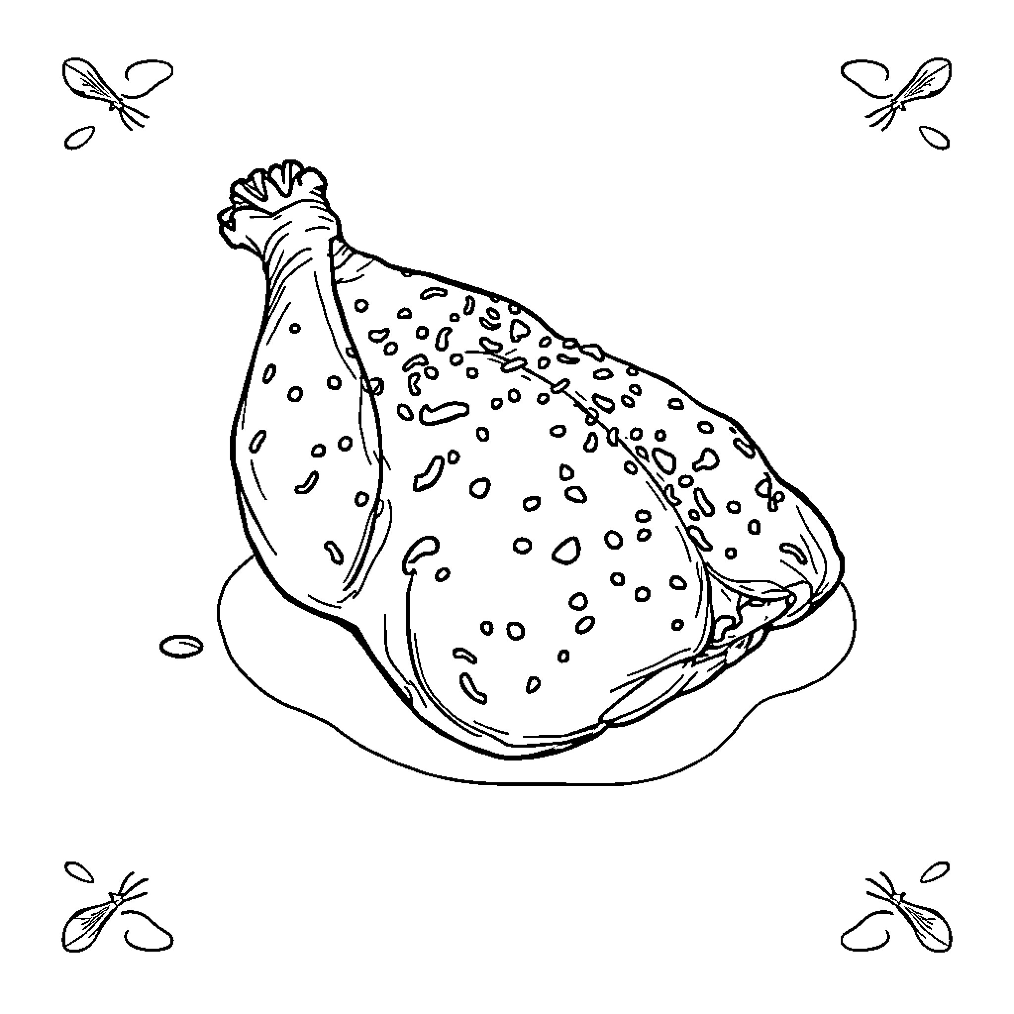 Chicken with Intricate Patterns Coloring Page (free black-and-white line drawing printable PDF for all, from beginners to advanced learners, including children, teens, adults, and seniors)