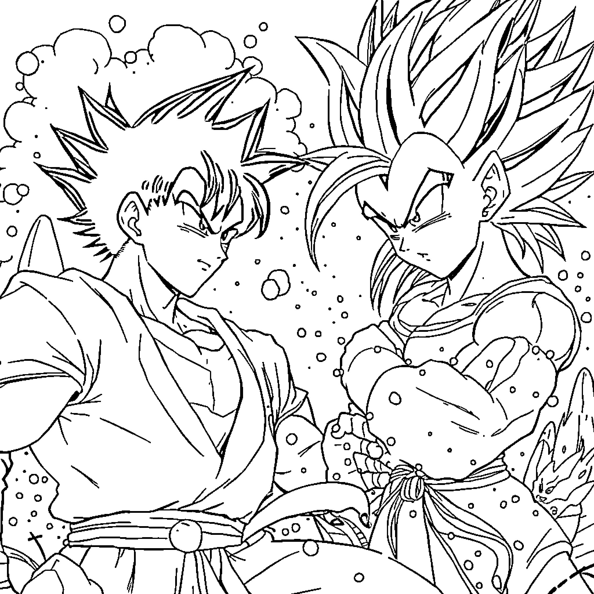 Hiei's Fiery Determination in the Midst of Battle Coloring Page (free black-and-white line drawing printable PDF for all, from beginners to advanced learners, including children, teens, adults, and seniors)