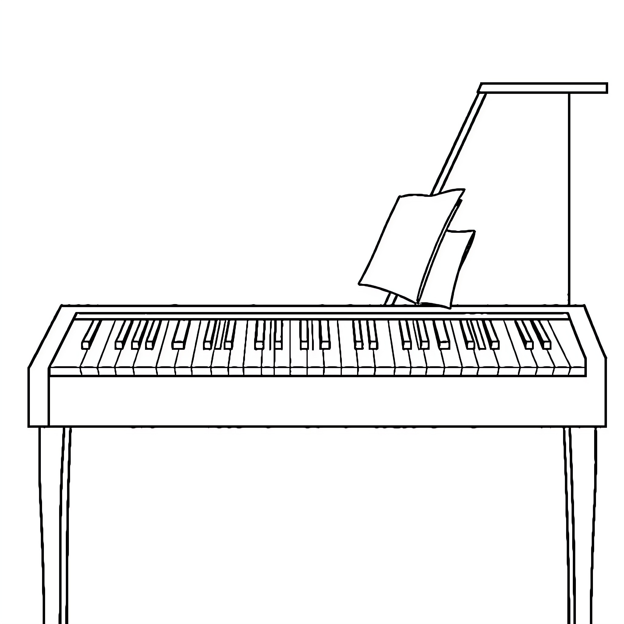 C Major Scale Keyboard Illustration Coloring Page (free black-and-white line drawing printable PDF for all, from beginners to advanced learners, including children, teens, adults, and seniors)