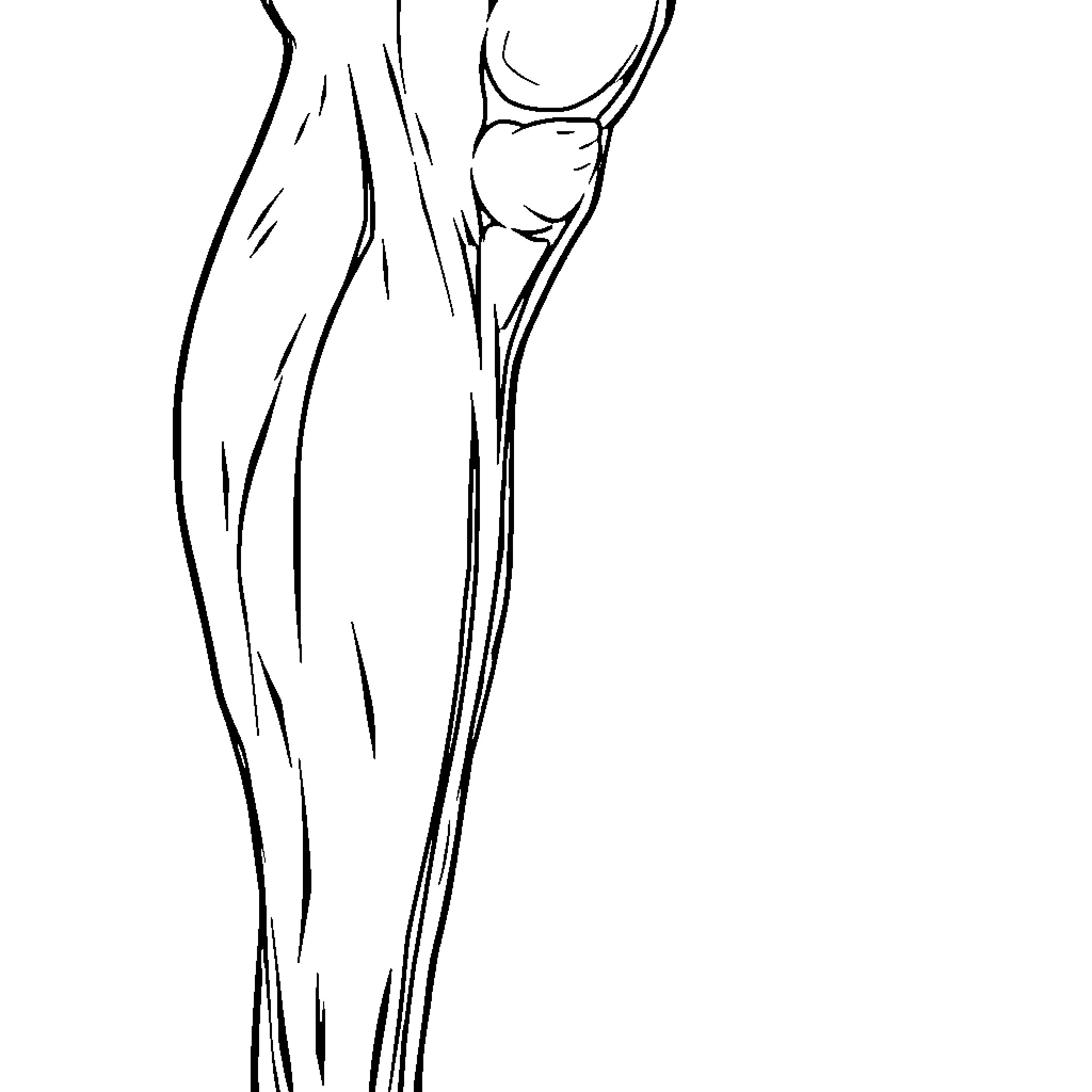 Leg in motion with flowing fabric Coloring Page (free black-and-white line drawing printable PDF for all, from beginners to advanced learners, including children, teens, adults, and seniors)