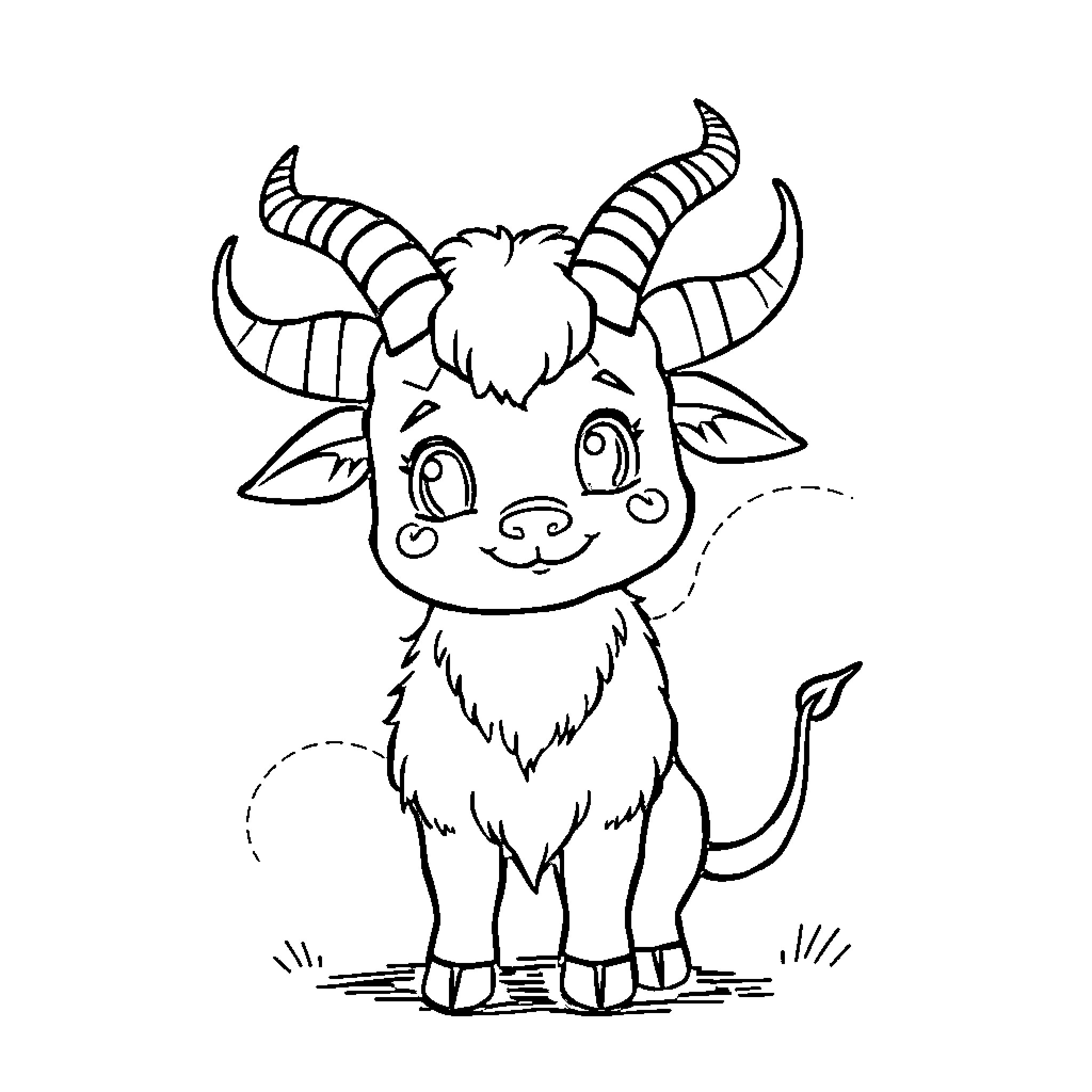 Baphomet - Adorable Horned Creature Coloring Page (free black-and-white line drawing printable PDF for all, from beginners to advanced learners, including children, teens, adults, and seniors)