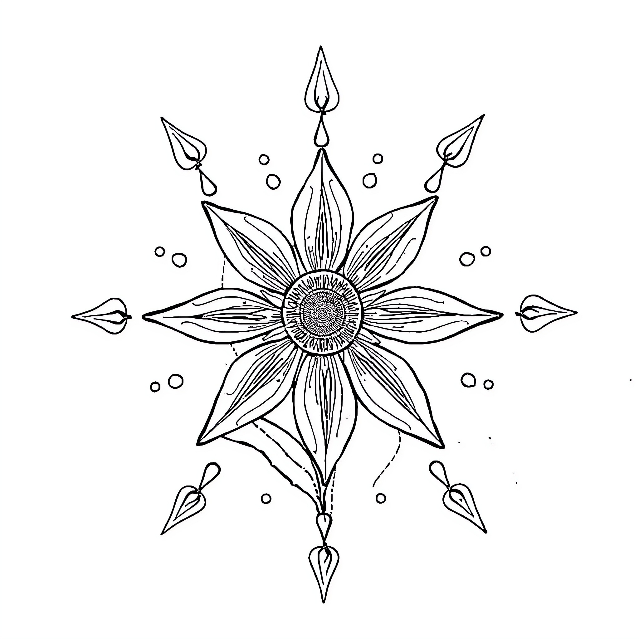 Make Me Mystical Floral Mandala Design Coloring Page (free black-and-white line drawing printable PDF for all, from beginners to advanced learners, including children, teens, adults, and seniors)
