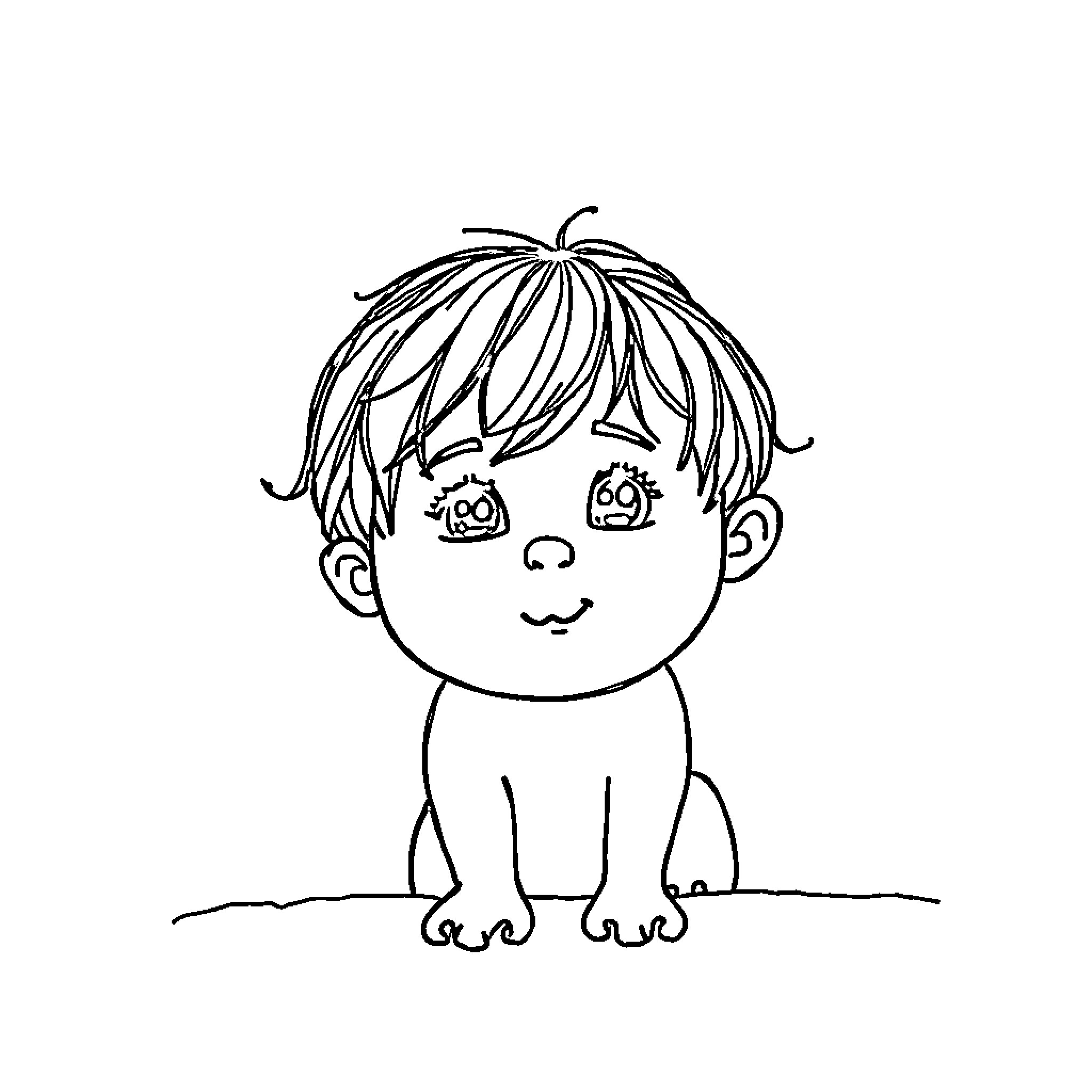 Dessin of a child with expressive facial features Coloring Page (free black-and-white line drawing printable PDF for all, from beginners to advanced learners, including children, teens, adults, and seniors)