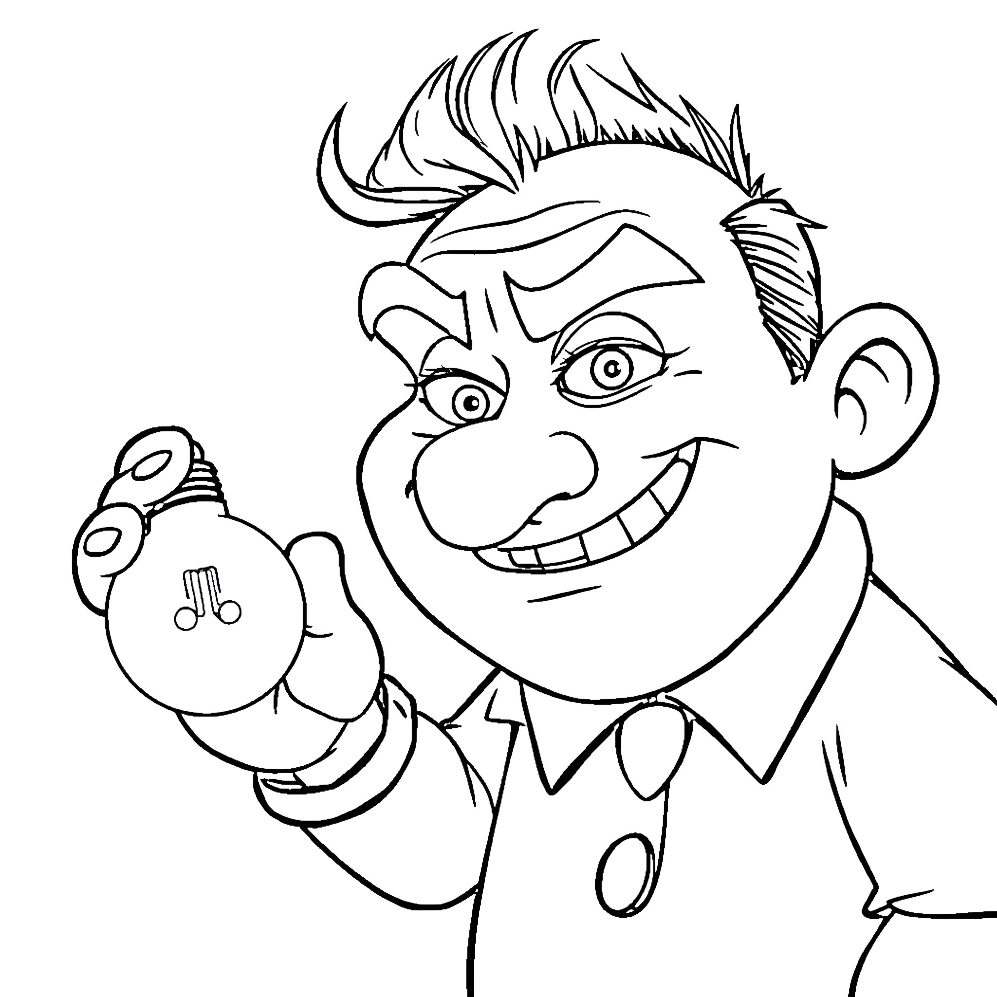 Lightbulb cartoon character in cheerful pose Coloring Page (free black-and-white line drawing printable PDF for all, from beginners to advanced learners, including children, teens, adults, and seniors)