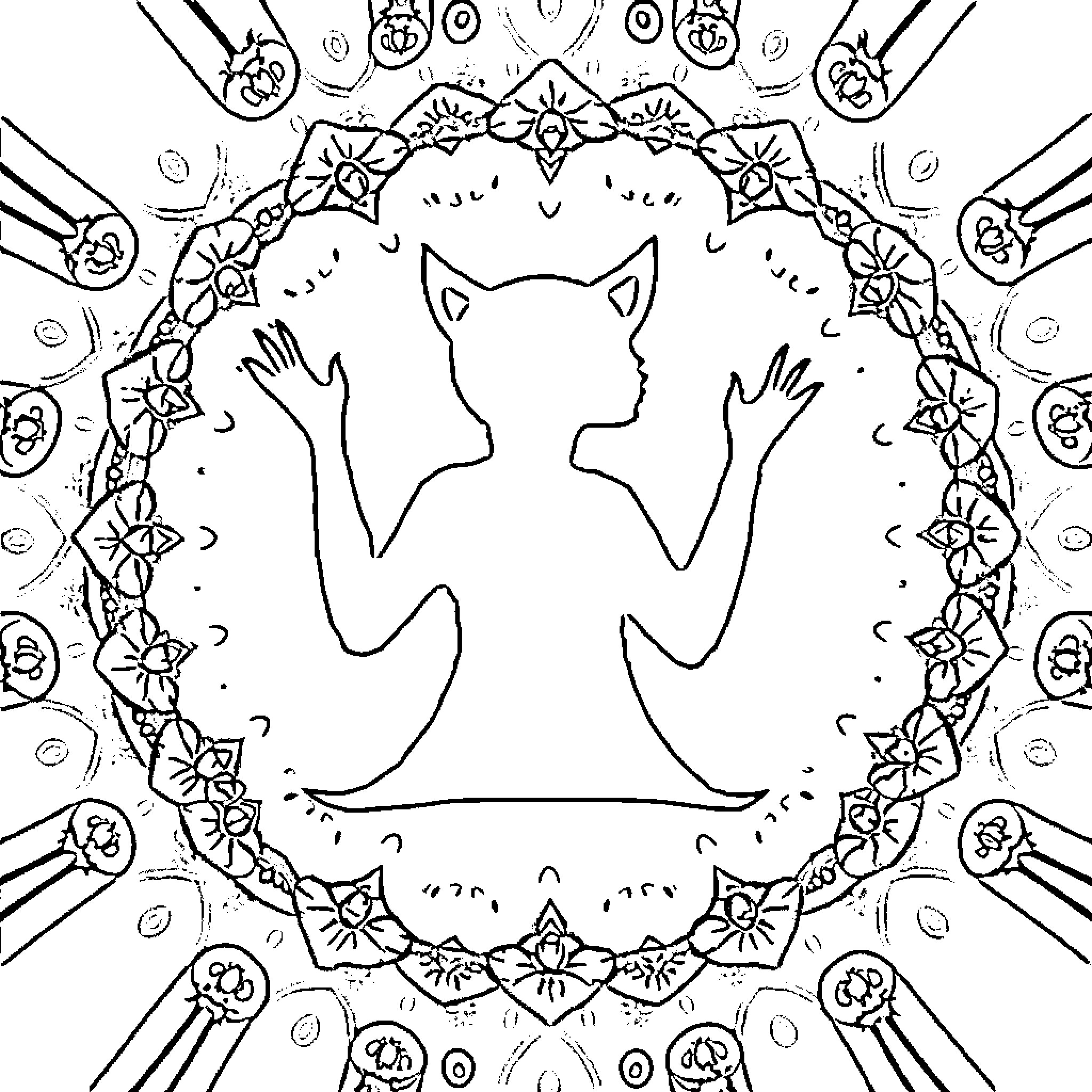 Self-Care Meditation with Floral Mandala Coloring Page (free black-and-white line drawing printable PDF for all, from beginners to advanced learners, including children, teens, adults, and seniors)