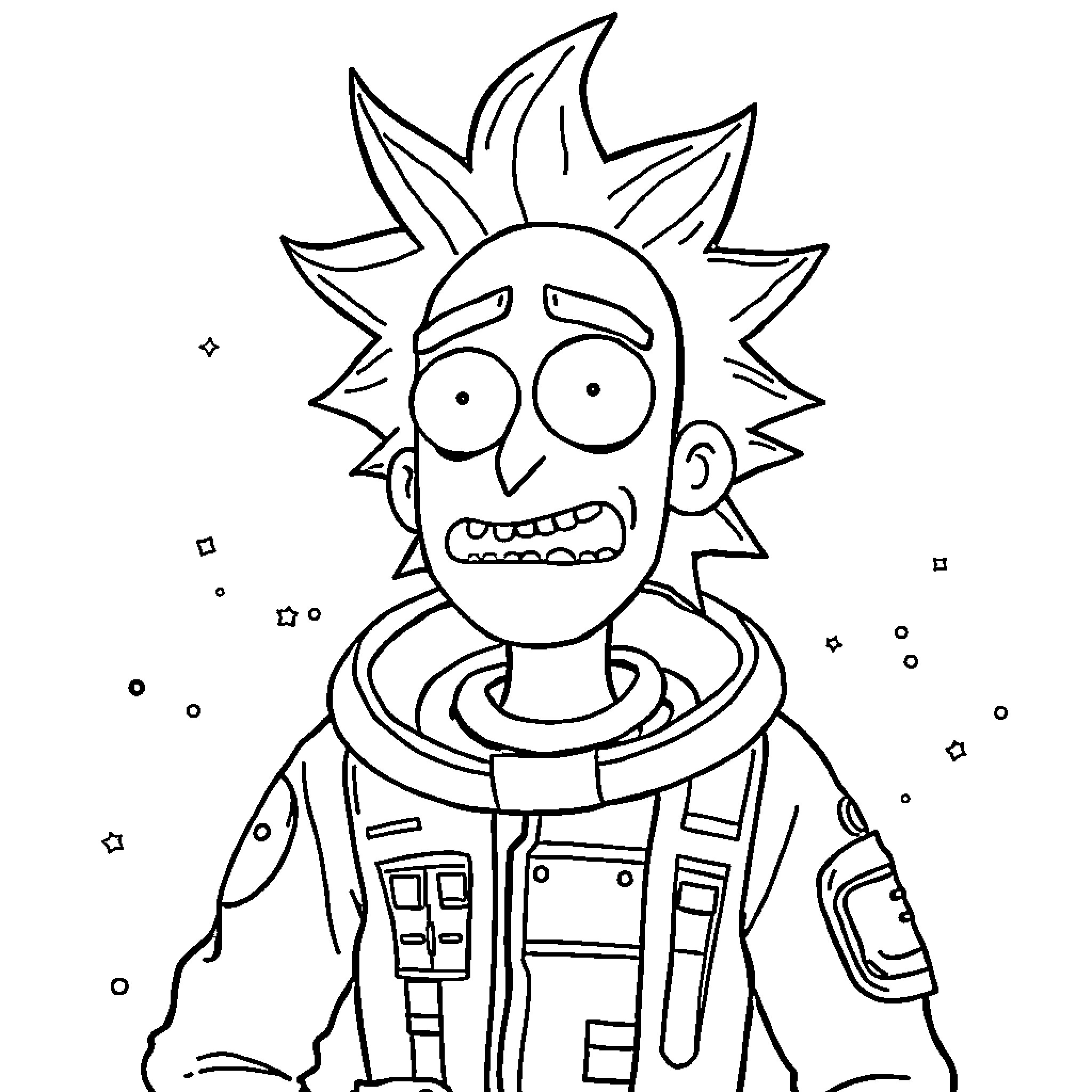 Kodak Black in animated space outfit Coloring Page (free black-and-white line drawing printable PDF for all, from beginners to advanced learners, including children, teens, adults, and seniors)