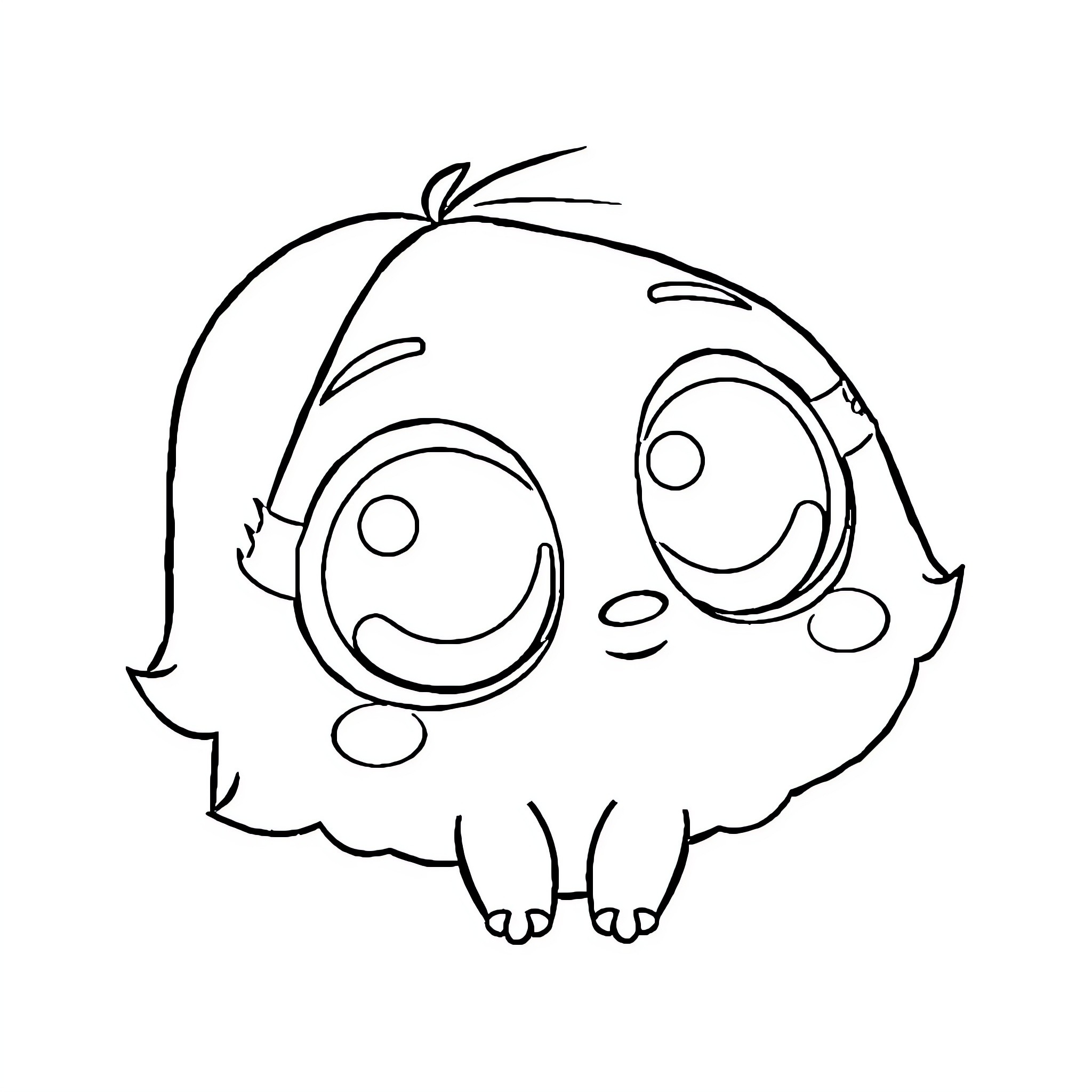 Chibi creature with playful expression Coloring Page (free black-and-white line drawing printable PDF for all, from beginners to advanced learners, including children, teens, adults, and seniors)