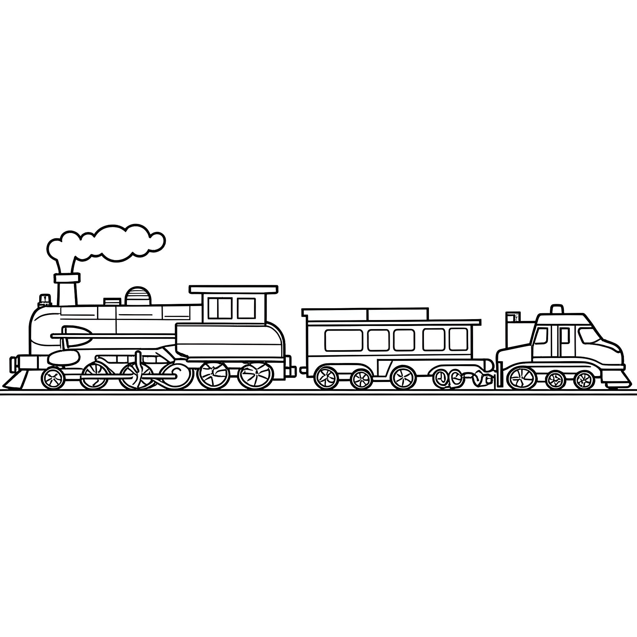 Train carrying heavy cargo through the countryside Coloring Page (free black-and-white line drawing printable PDF for all, from beginners to advanced learners, including children, teens, adults, and seniors)