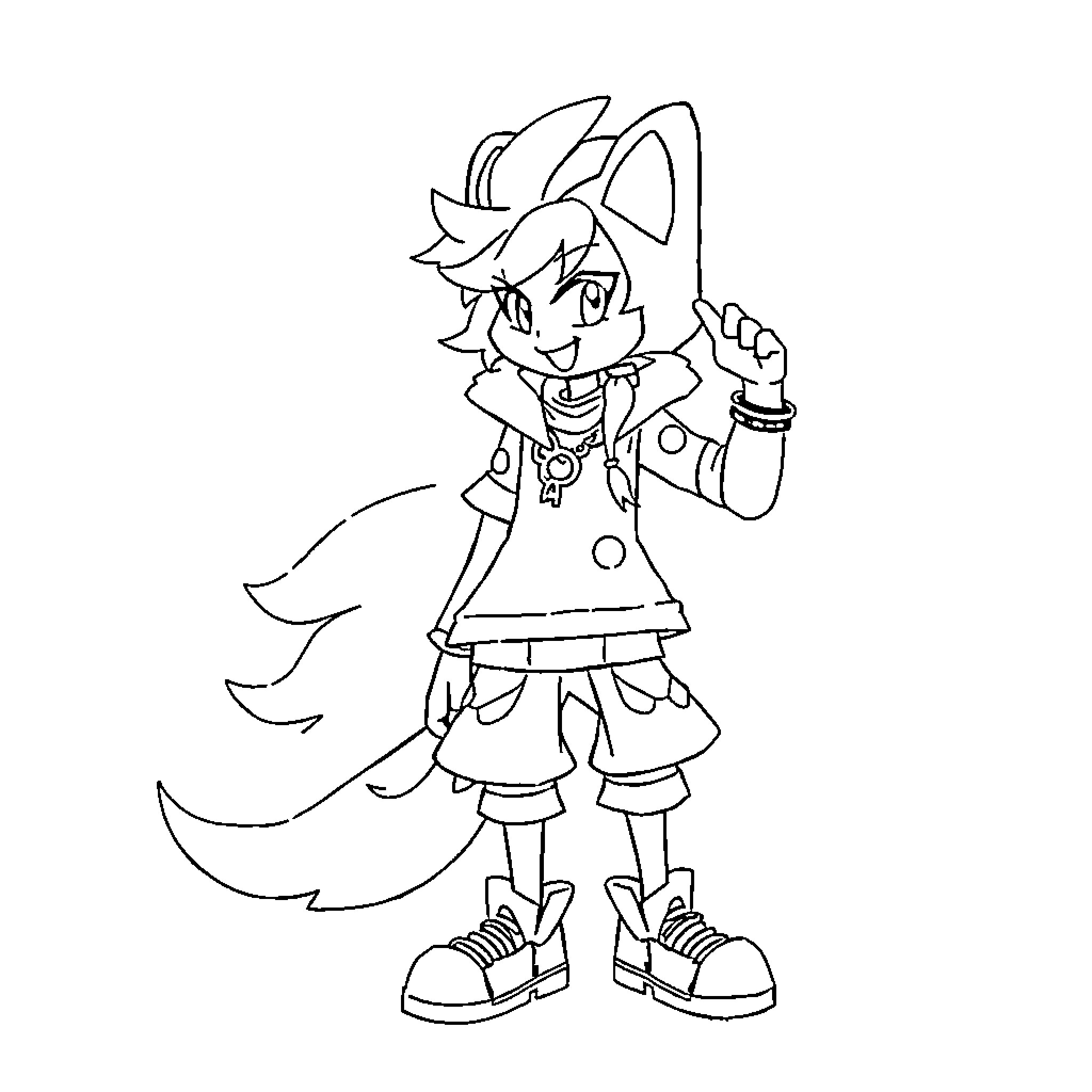 Neeko in a playful and energetic pose Coloring Page (free black-and-white line drawing printable PDF for all, from beginners to advanced learners, including children, teens, adults, and seniors)