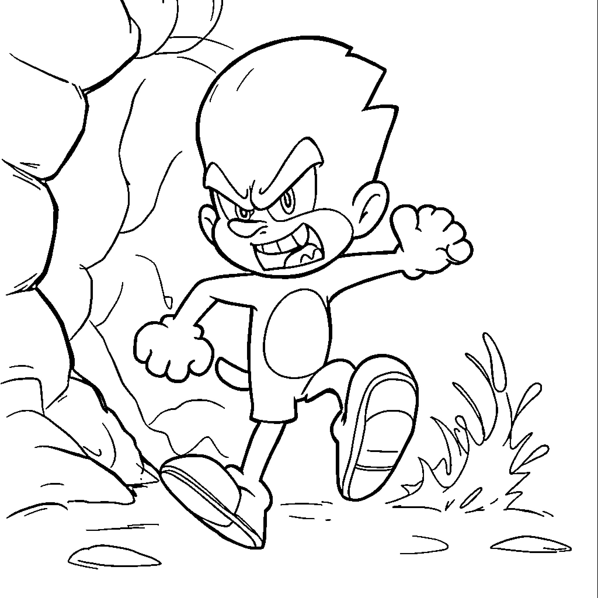 Bluey character running in outdoor scene Coloring Page (free black-and-white line drawing printable PDF for all, from beginners to advanced learners, including children, teens, adults, and seniors)