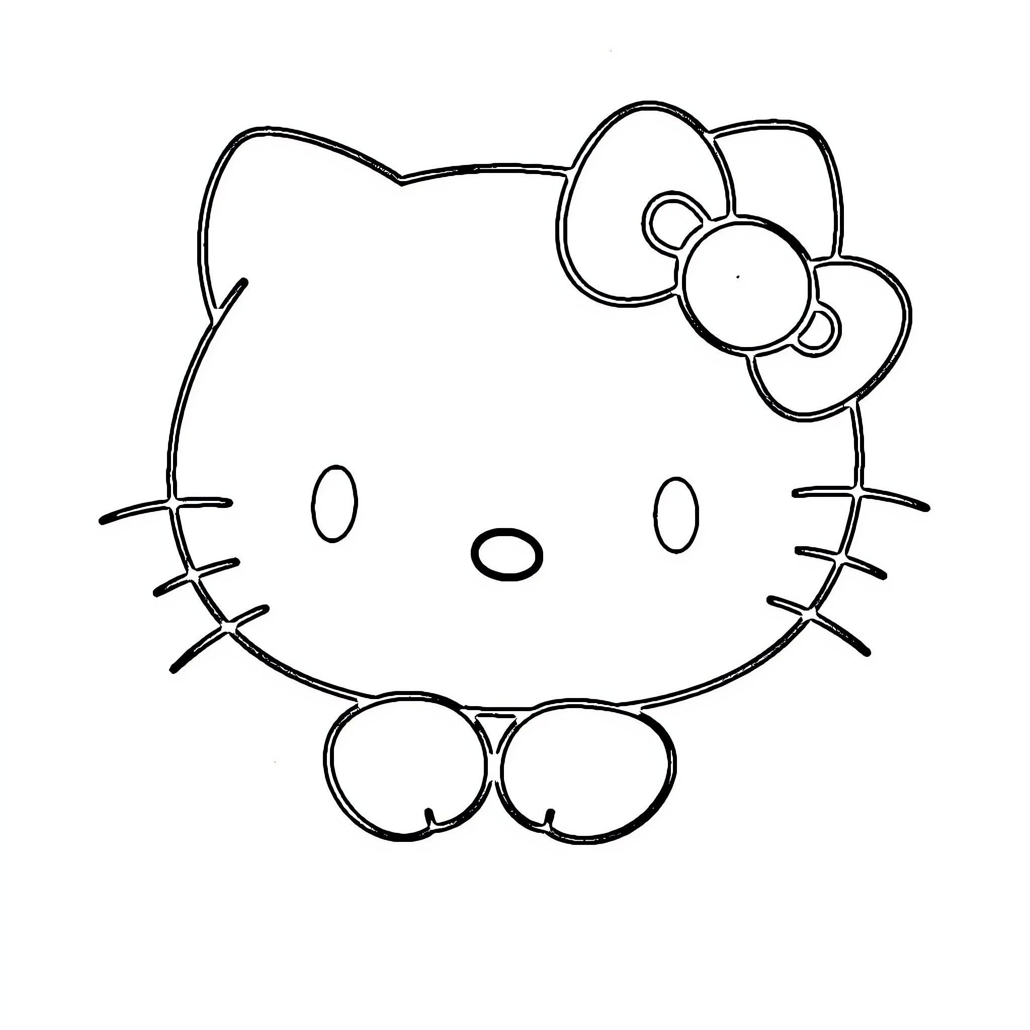 Hello Kitty outline drawing Coloring Page (free black-and-white line drawing printable PDF for all, from beginners to advanced learners, including children, teens, adults, and seniors)