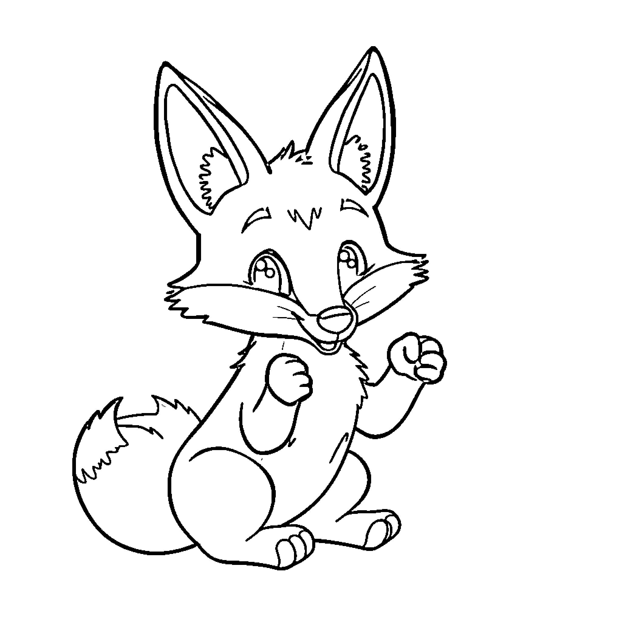 Fox expressing exuberant emotions Coloring Page (free black-and-white line drawing printable PDF for all, from beginners to advanced learners, including children, teens, adults, and seniors)