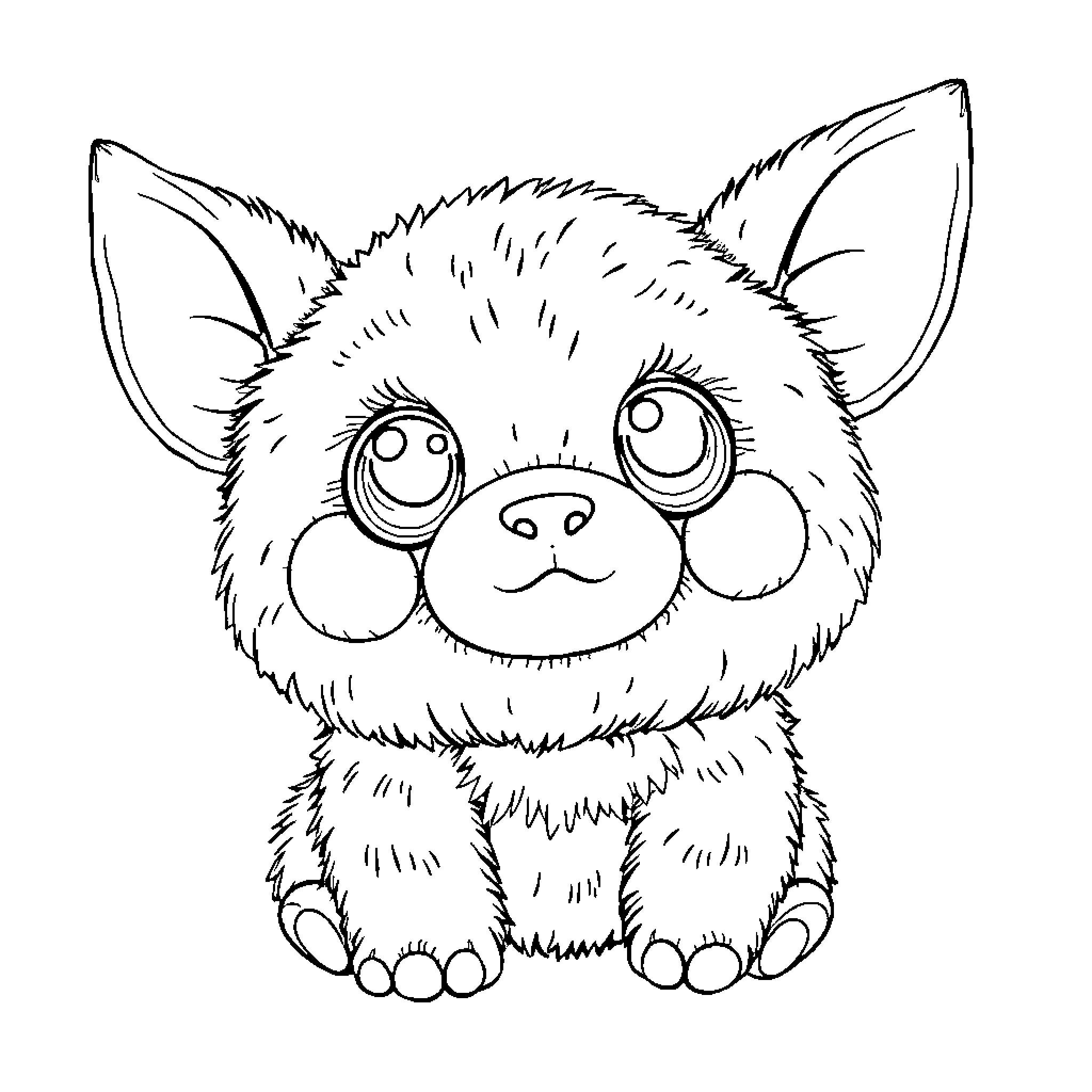 Labubu the Playful Furry Companion Coloring Page (free black-and-white line drawing printable PDF for all, from beginners to advanced learners, including children, teens, adults, and seniors)