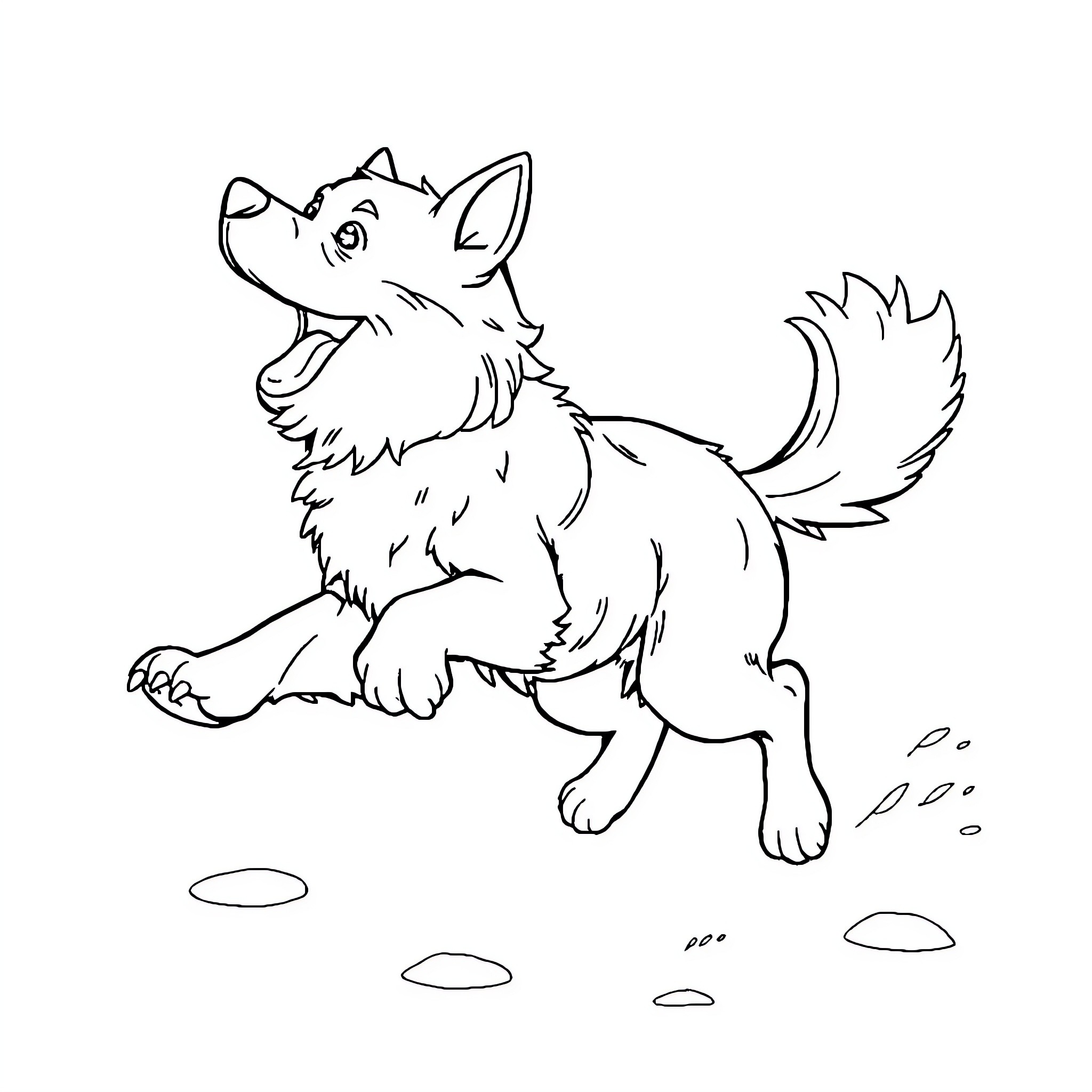 Bouledogue Français playfully running on the ground Coloring Page (free black-and-white line drawing printable PDF for all, from beginners to advanced learners, including children, teens, adults, and seniors)