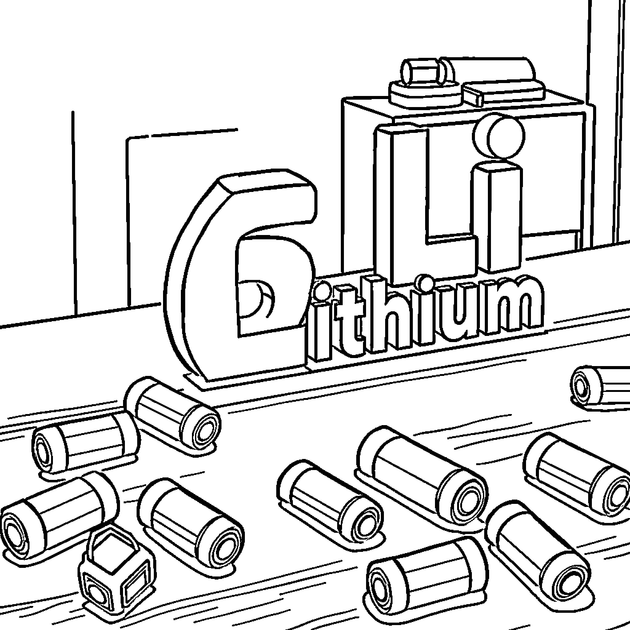 Lithium Batteries and Electronic Devices Coloring Page (free black-and-white line drawing printable PDF for all, from beginners to advanced learners, including children, teens, adults, and seniors)