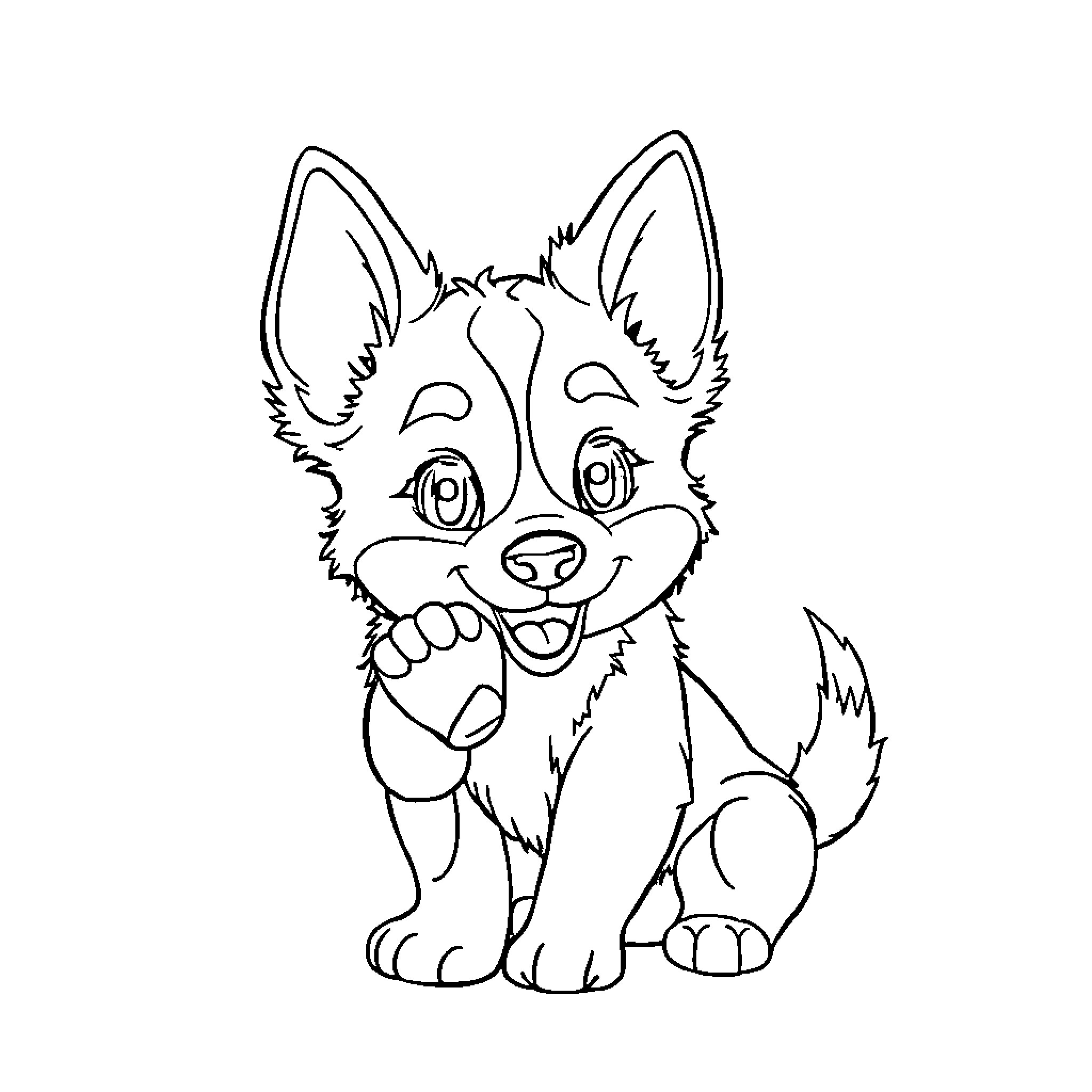Bluey the Playful Puppy Coloring Page (free black-and-white line drawing printable PDF for all, from beginners to advanced learners, including children, teens, adults, and seniors)