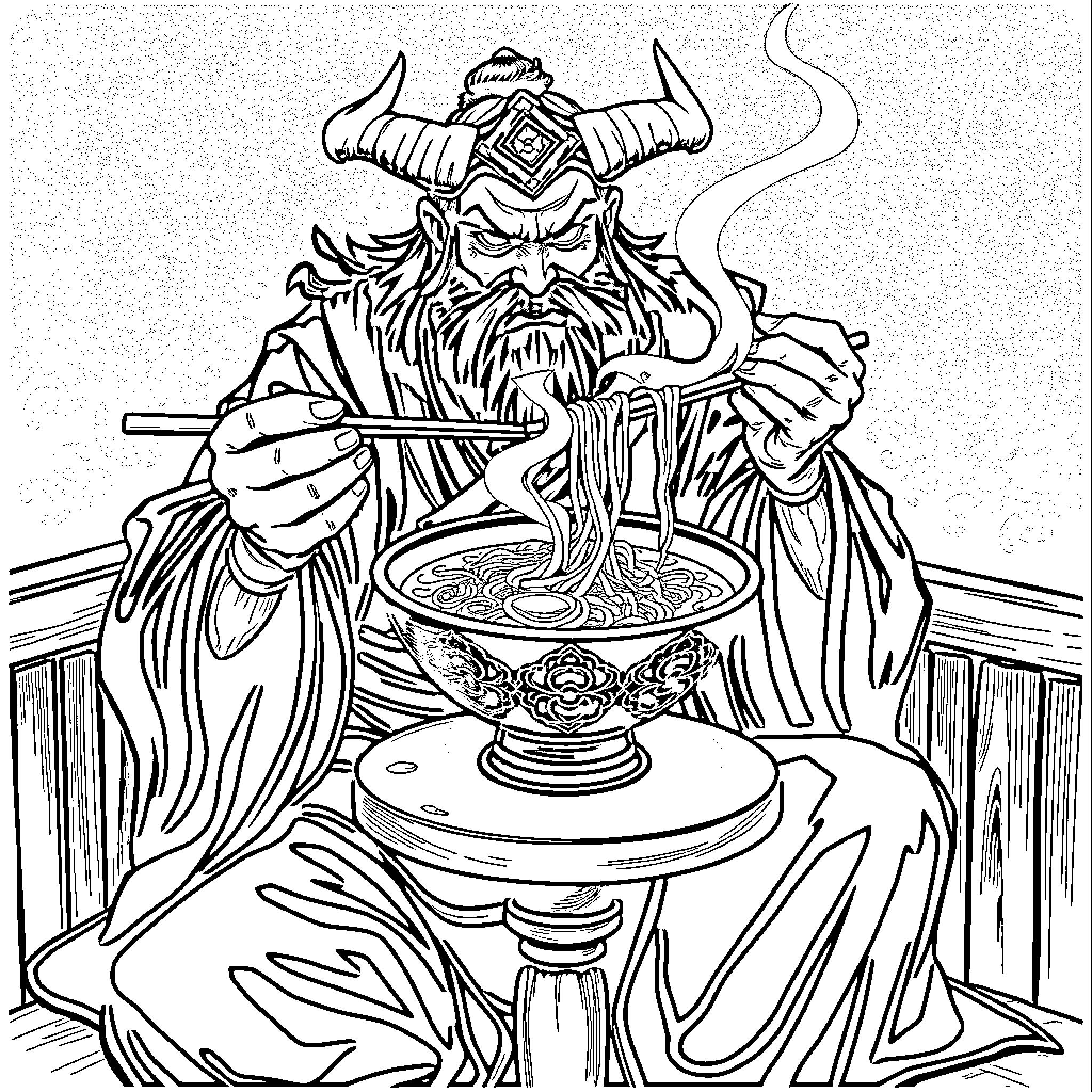 Rumi's Mystical Contemplation Coloring Page (free black-and-white line drawing printable PDF for all, from beginners to advanced learners, including children, teens, adults, and seniors)