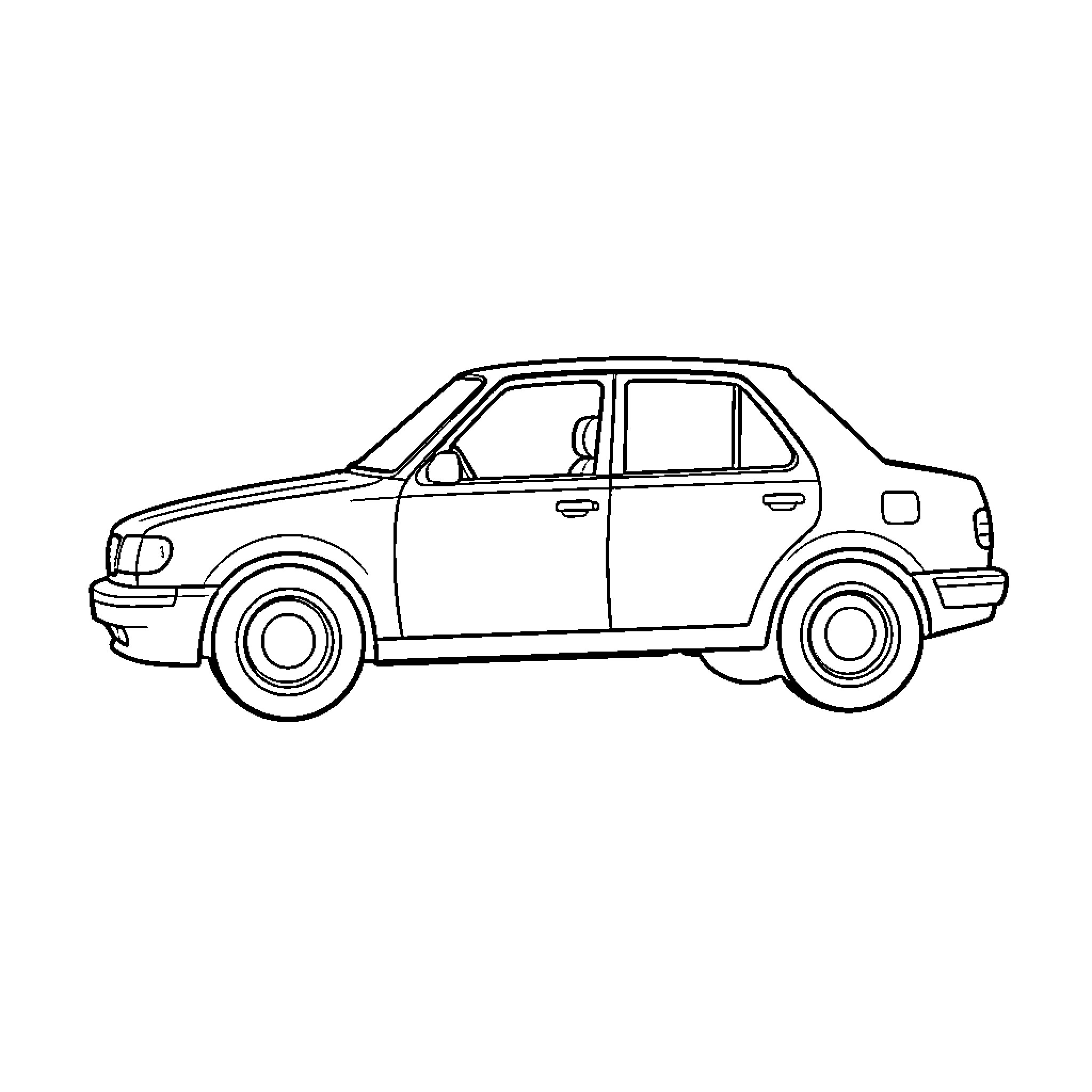 Voiture parked calmly on a plain background Coloring Page (free black-and-white line drawing printable PDF for all, from beginners to advanced learners, including children, teens, adults, and seniors)