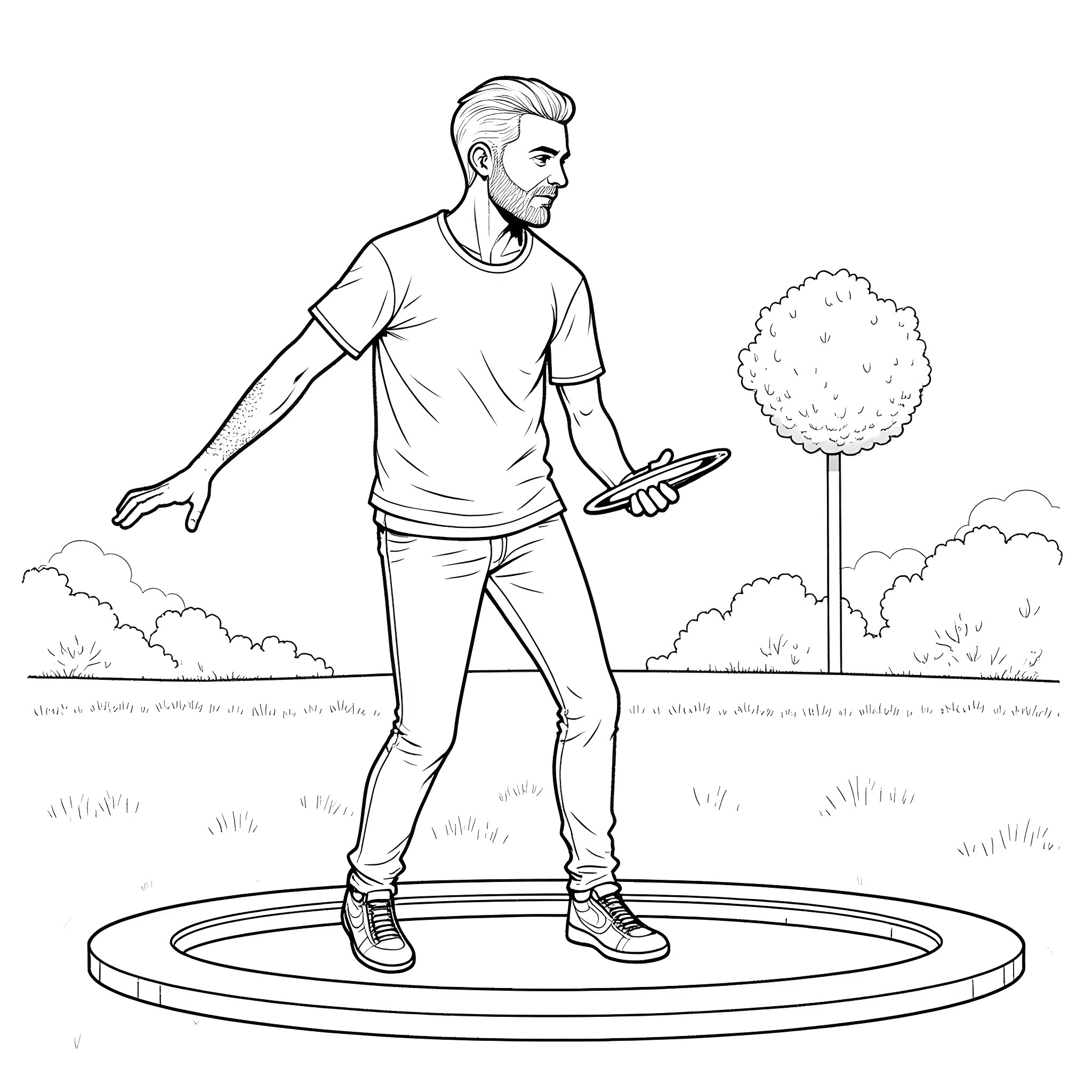 Metal Head Performs Carnival Tricks with Jester's Hat Coloring Page (free black-and-white line drawing printable PDF for all, from beginners to advanced learners, including children, teens, adults, and seniors)