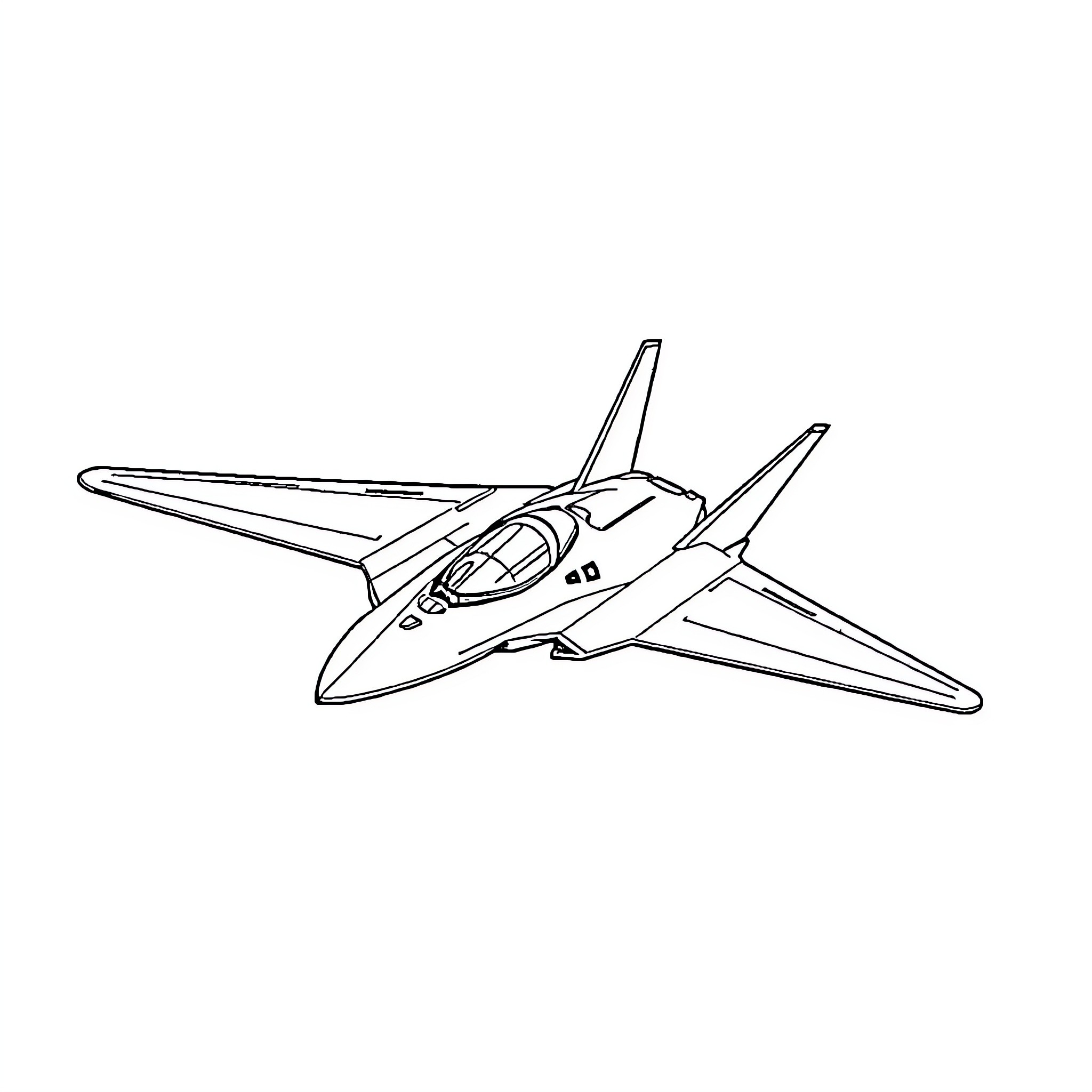 Stealth Bomber Silhouette in Flight Coloring Page (free black-and-white line drawing printable PDF for all, from beginners to advanced learners, including children, teens, adults, and seniors)