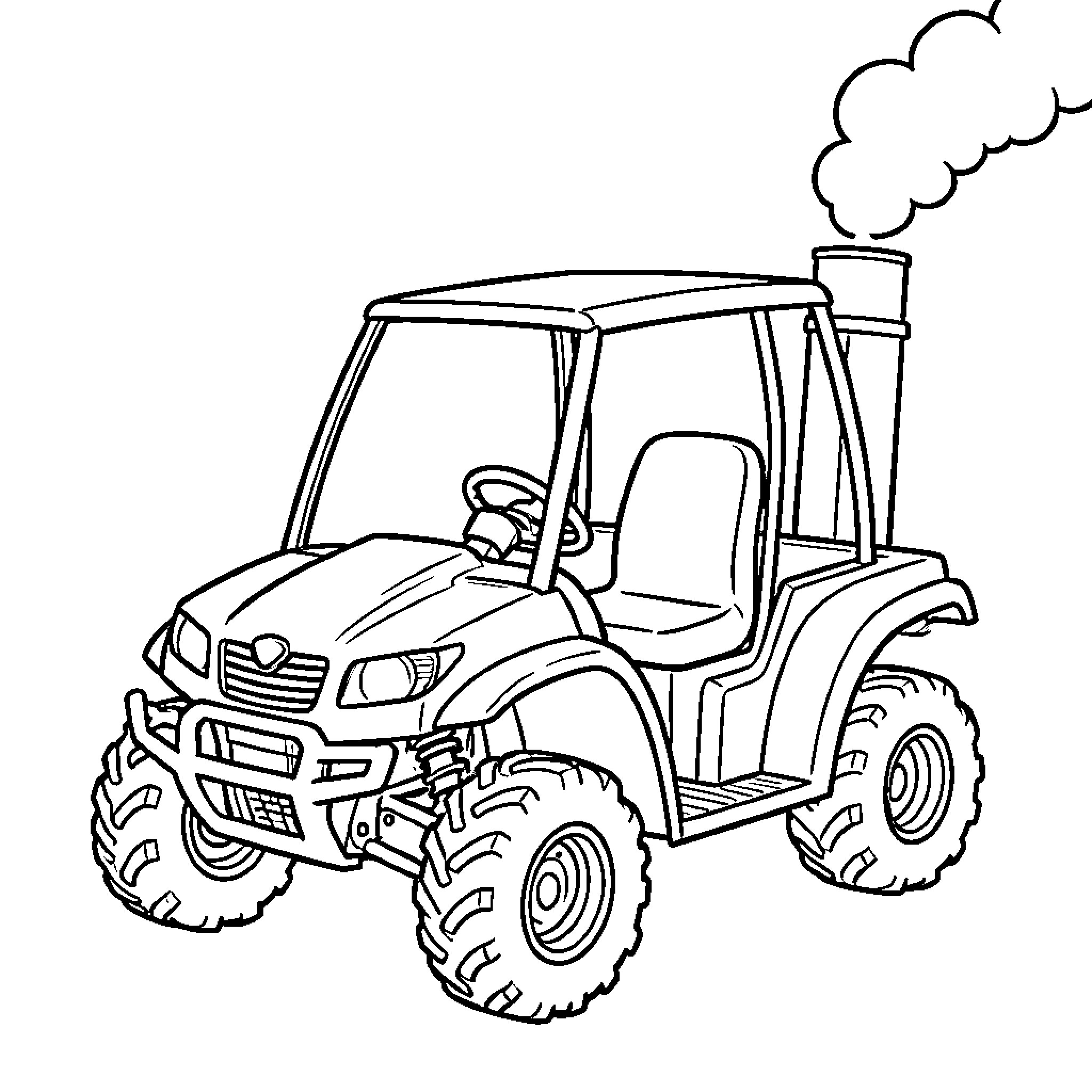ATV performing off-road activities Coloring Page (free black-and-white line drawing printable PDF for all, from beginners to advanced learners, including children, teens, adults, and seniors)