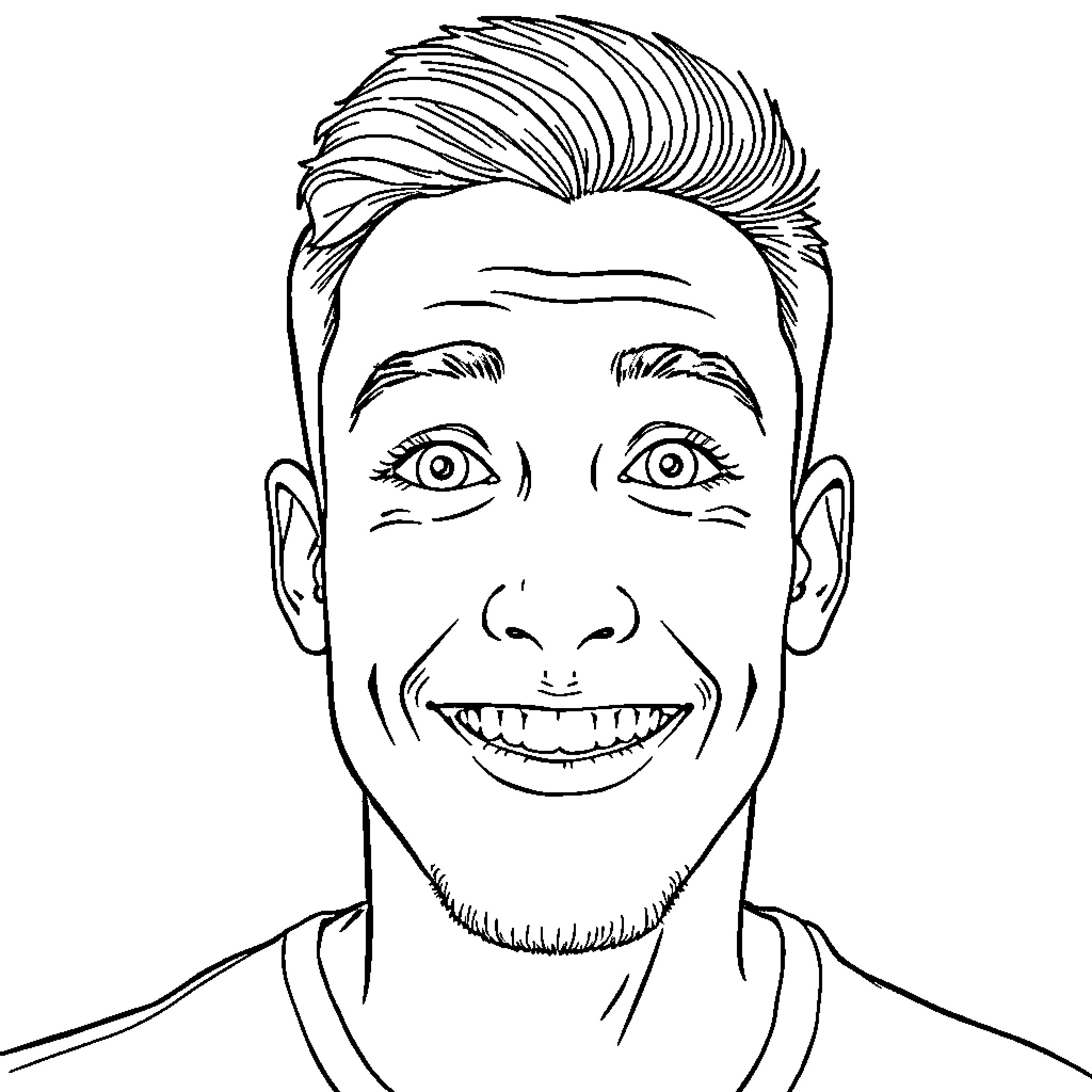 Jason Antone's cheerful expression and stylish look Coloring Page (free black-and-white line drawing printable PDF for all, from beginners to advanced learners, including children, teens, adults, and seniors)